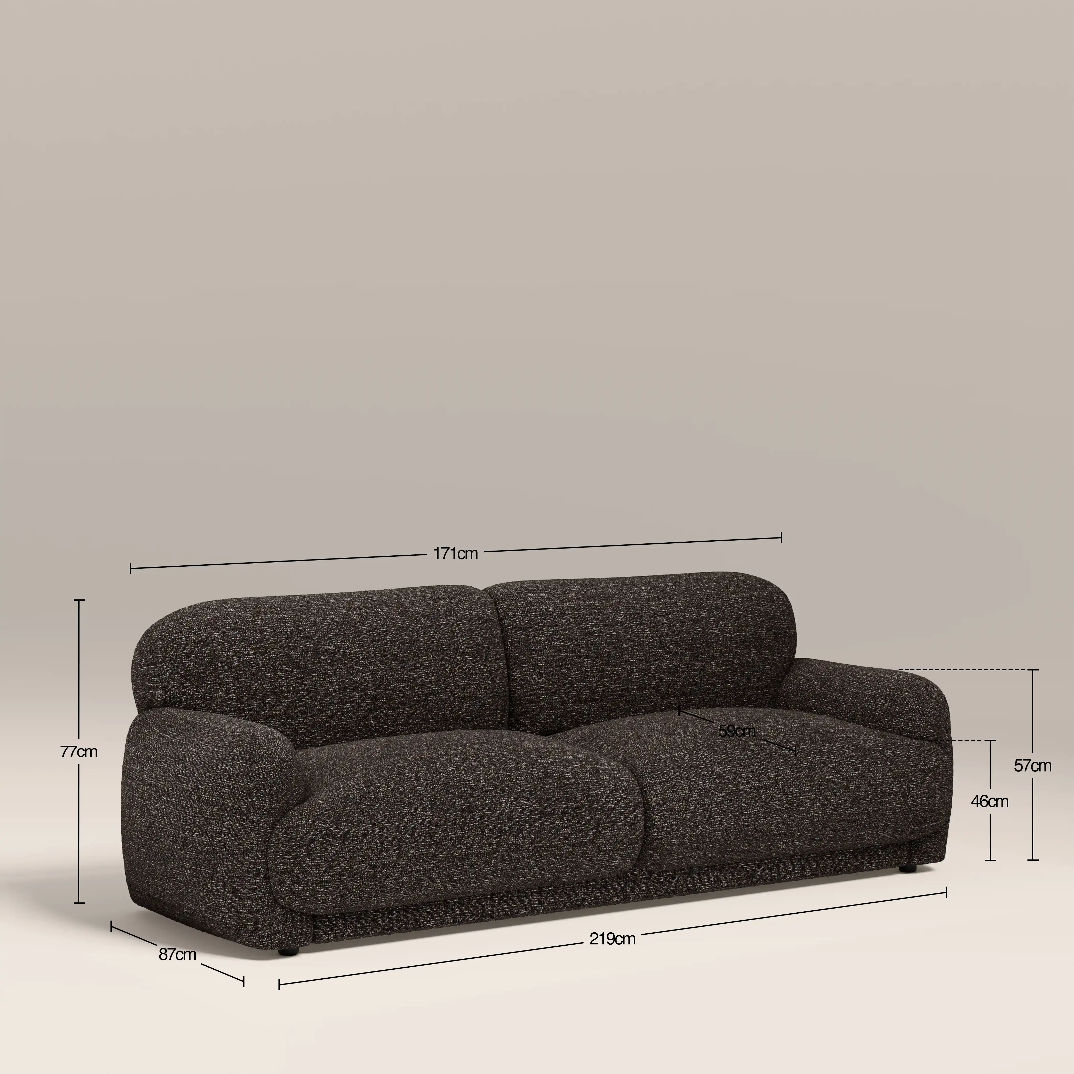 Cloud 3 Seater Sofa | Speckled Espresso Boucle - Image 7