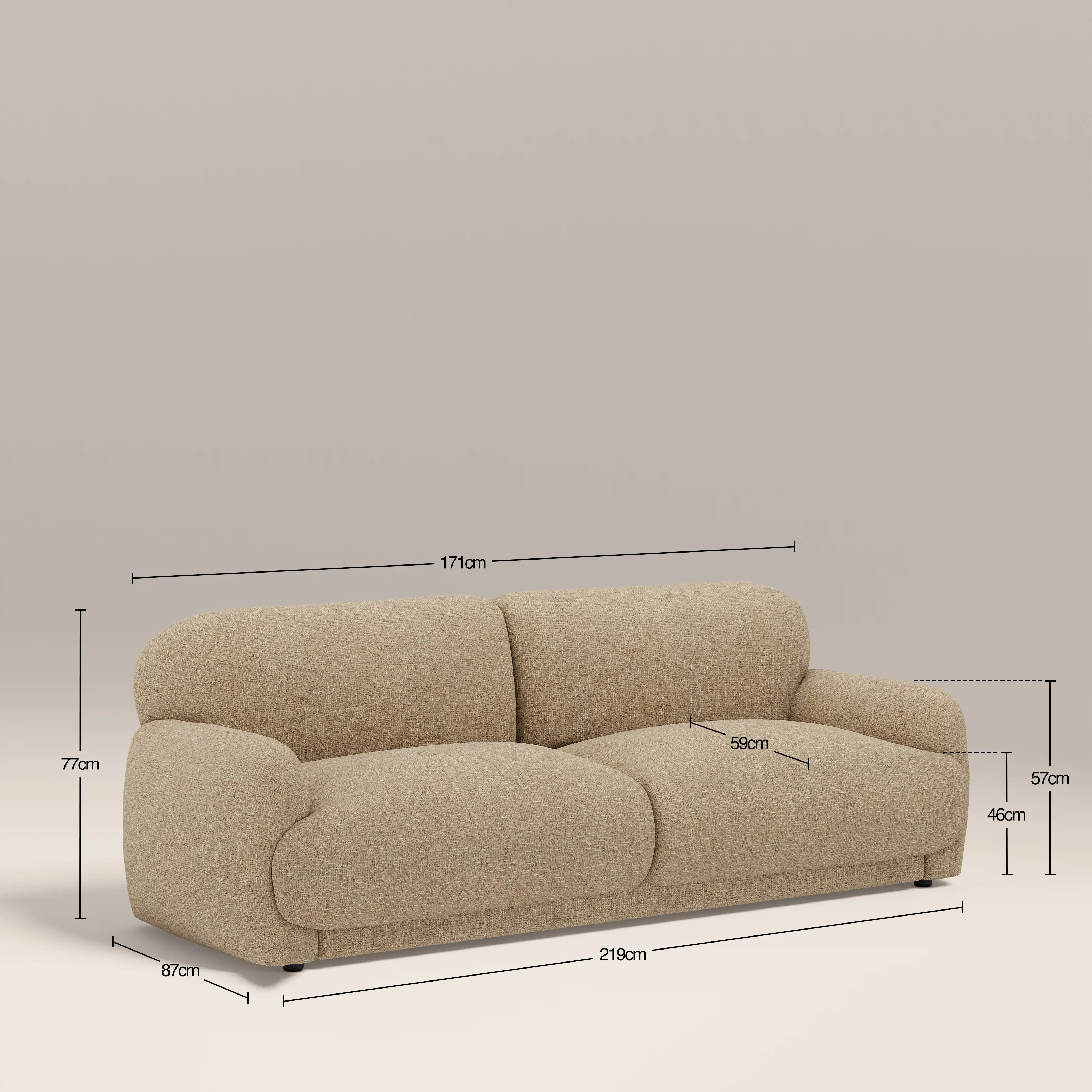 Cloud 3 Seater Sofa | Speckled Latte Boucle - Image 7