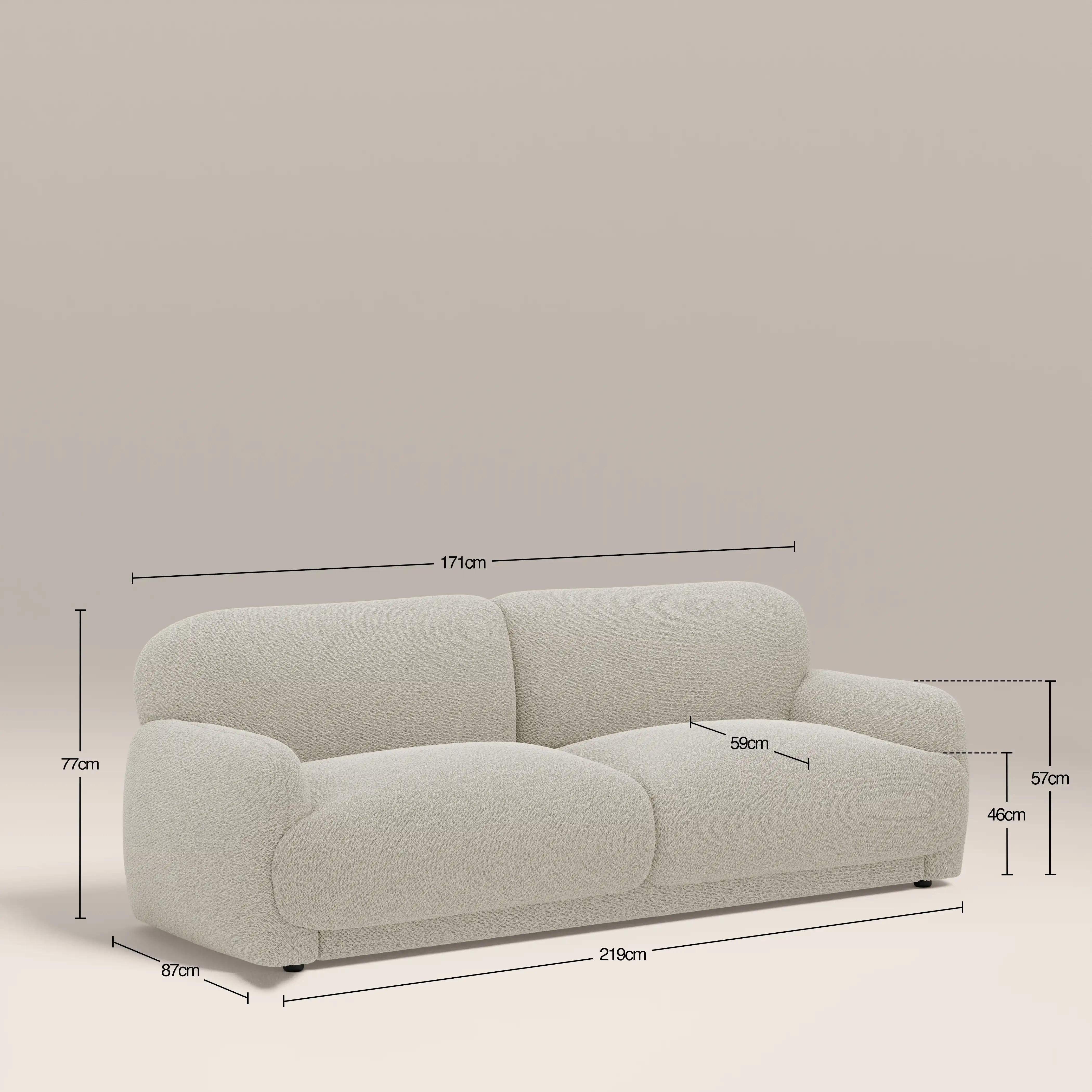 Cloud 3 Seater Sofa | Speckled Stone Sustainable Boucle - Image 7
