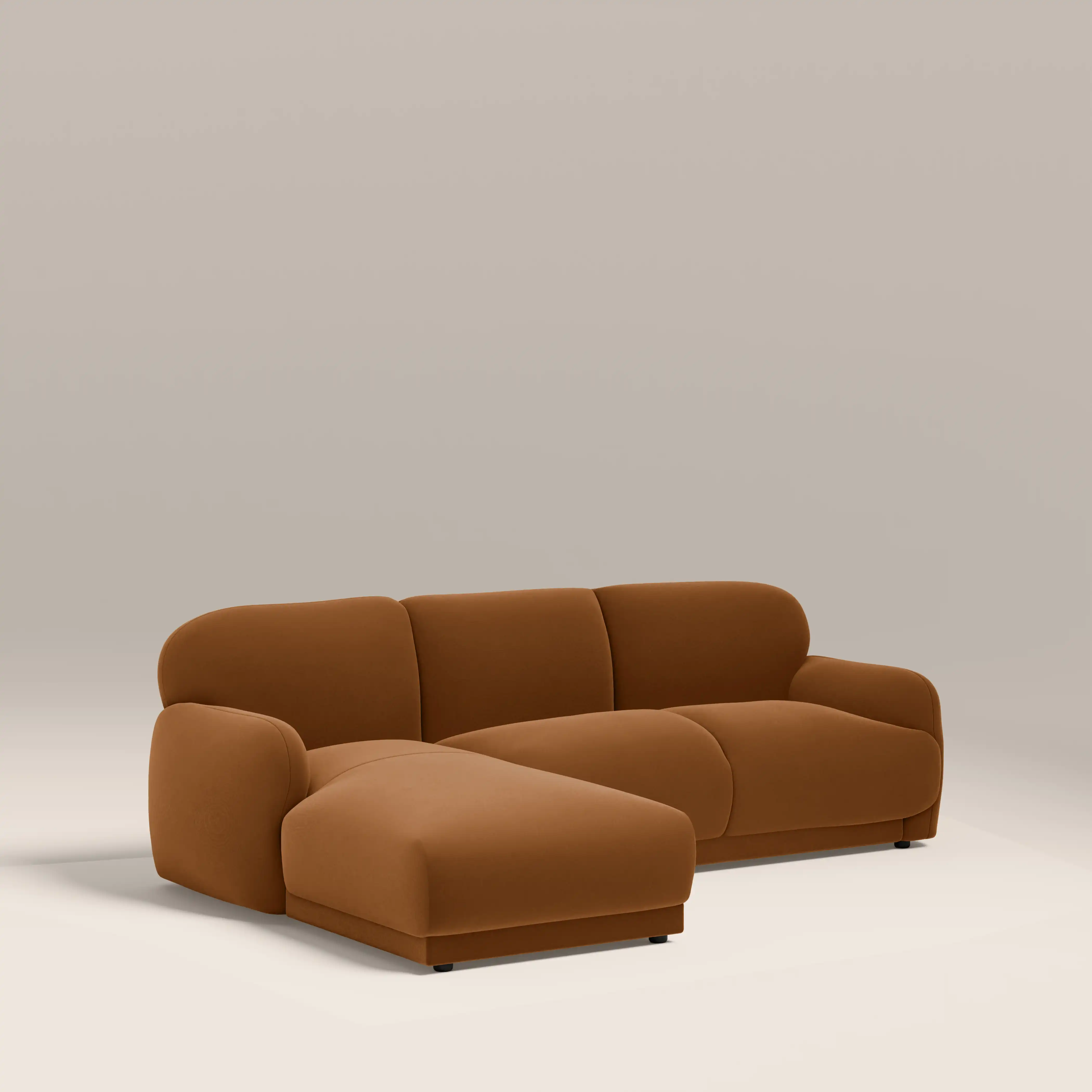 Cloud Left Hand Chaise Sofa | Caramel Brown Sustainable Mohair Velvet - Image 2