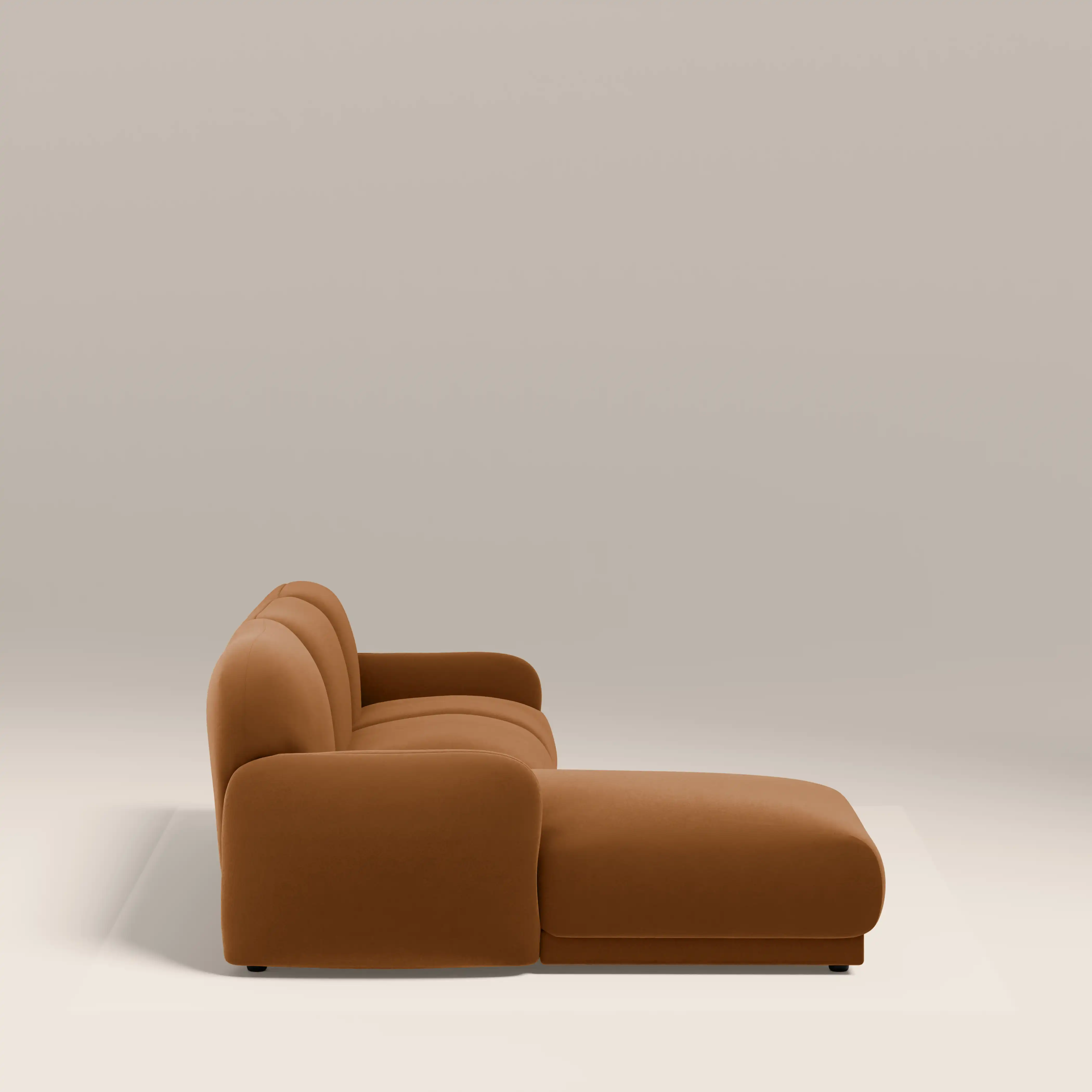 Cloud Left Hand Chaise Sofa | Caramel Brown Sustainable Mohair Velvet - Image 4