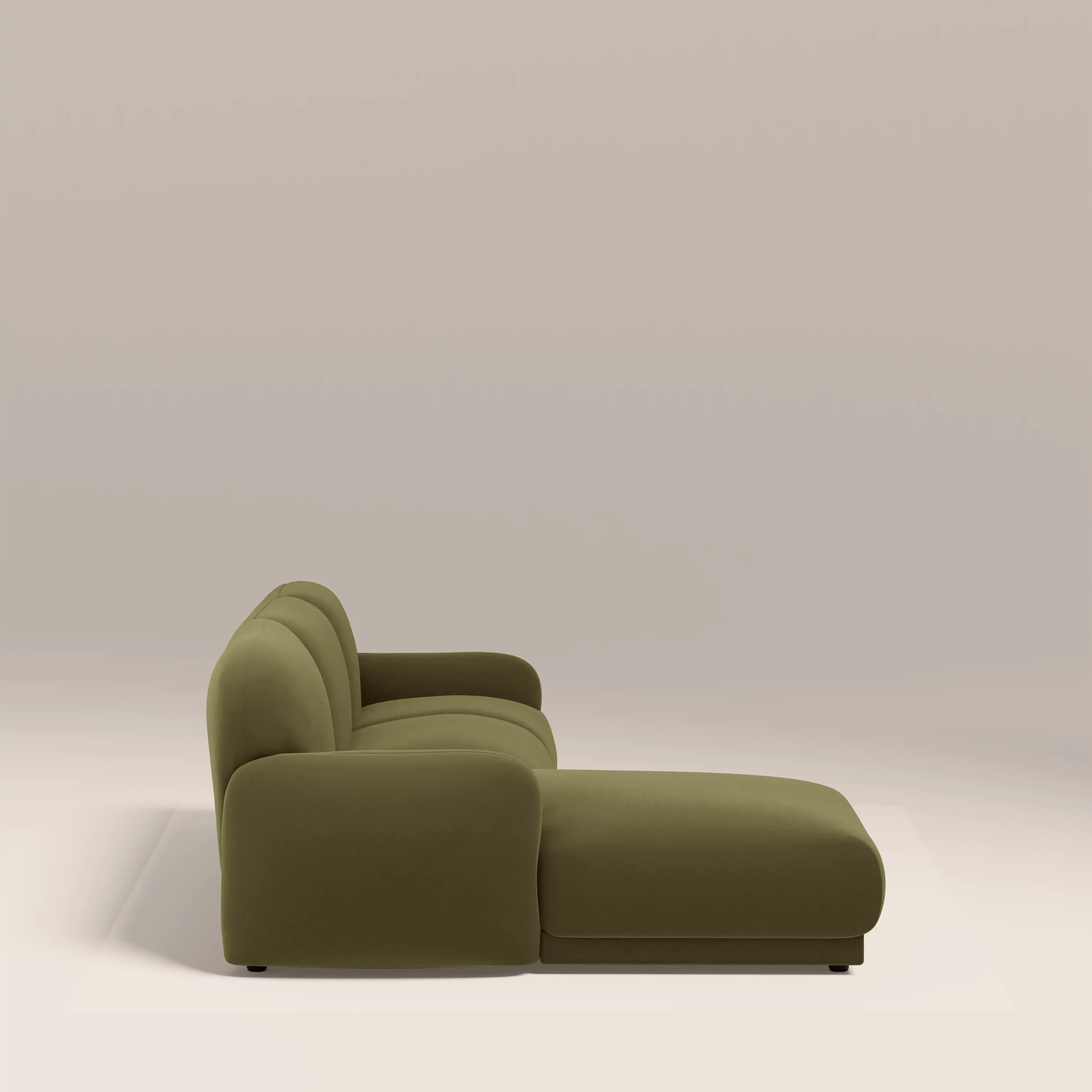Cloud Left Hand Chaise Sofa | Moss Green Sustainable Mohair Velvet - Image 4