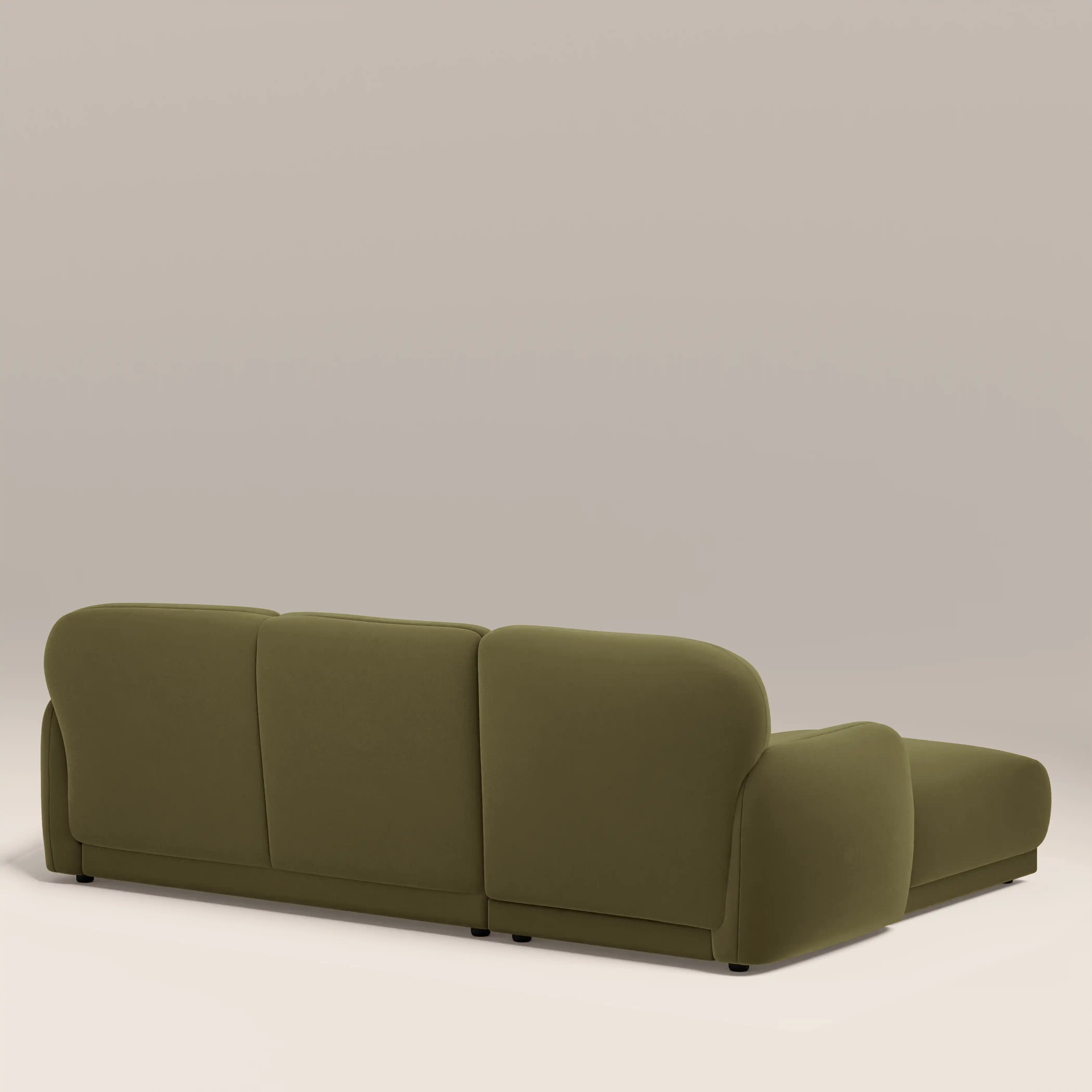 Cloud Left Hand Chaise Sofa | Moss Green Sustainable Mohair Velvet - Image 5