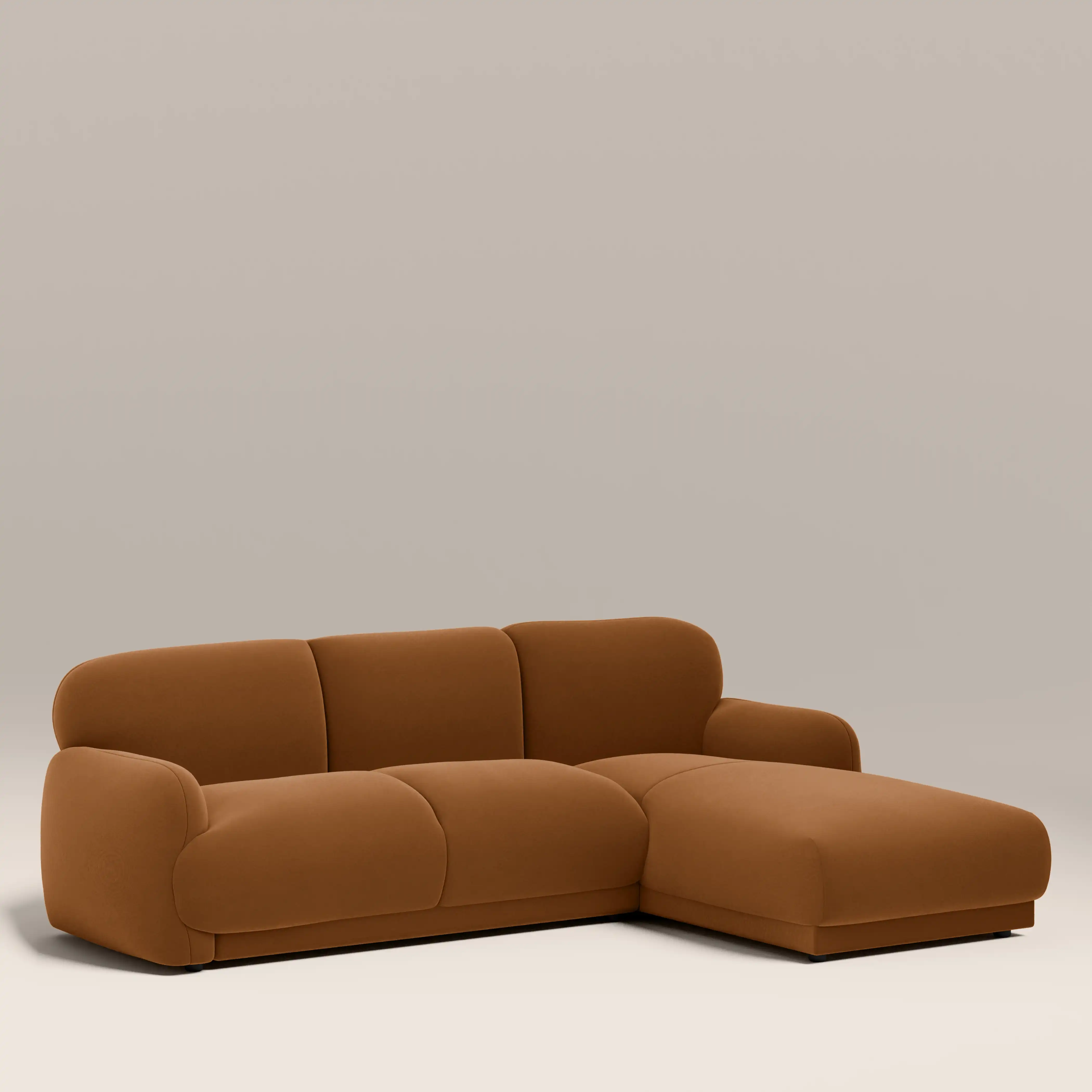Cloud Right Hand Chaise Sofa | Caramel Brown Sustainable Mohair Velvet - Image 2