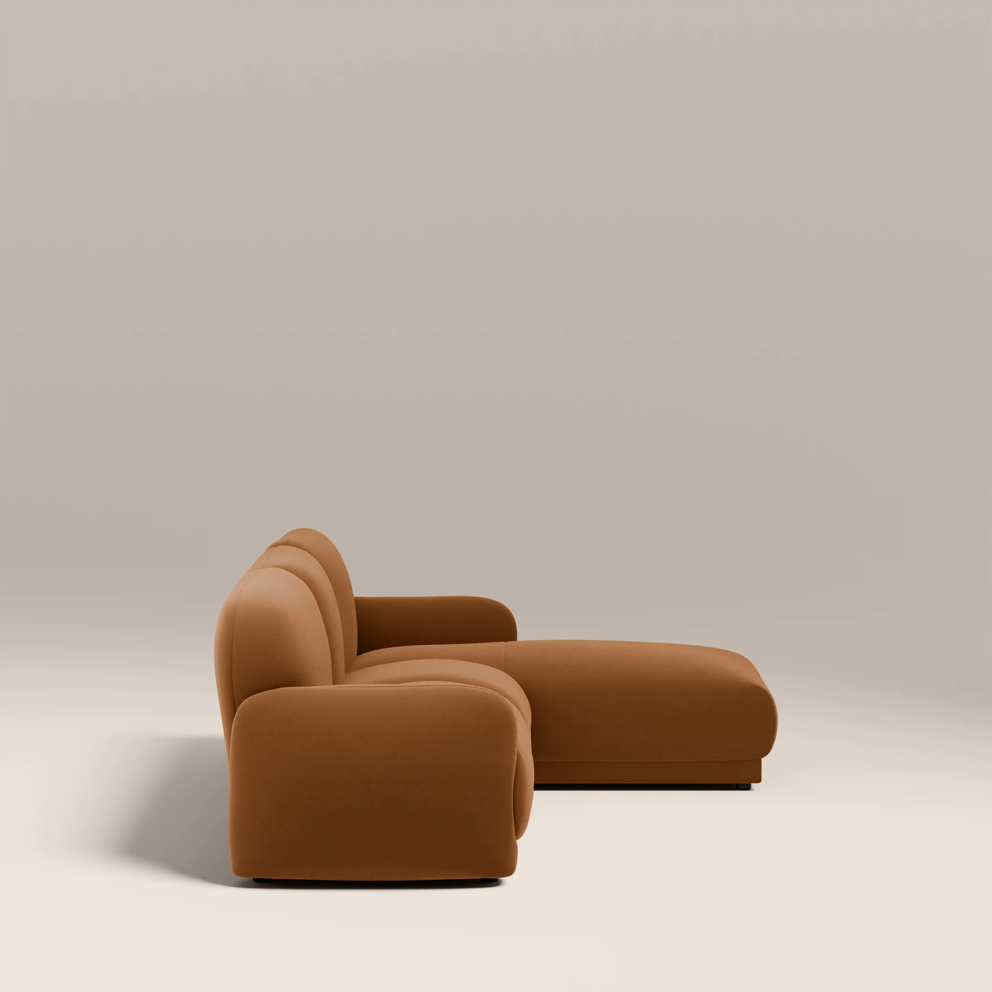 Cloud Right Hand Chaise Sofa | Caramel Brown Sustainable Mohair Velvet - Image 4