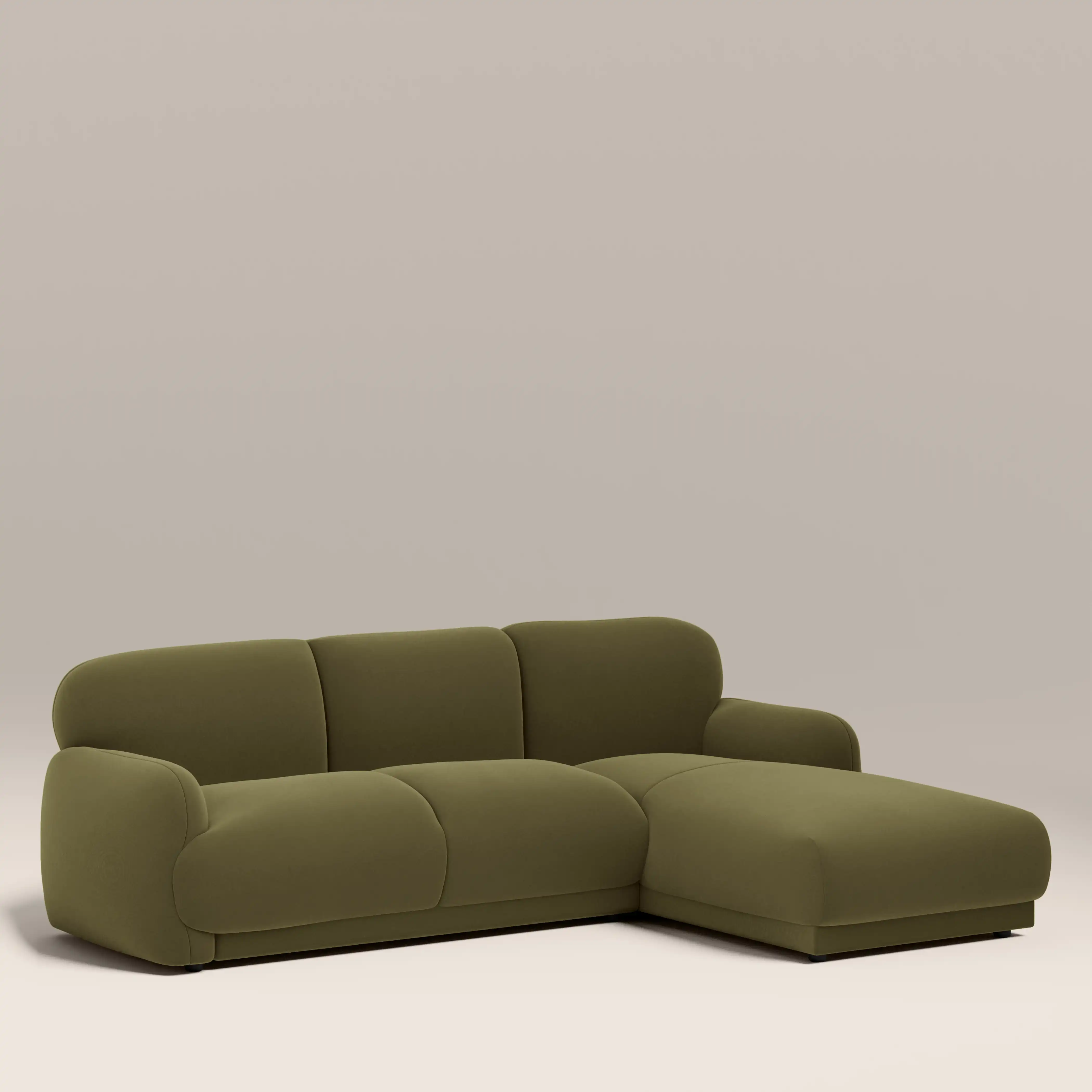 Cloud Right Hand Chaise Sofa | Moss Green Sustainable Mohair Velvet - Image 2