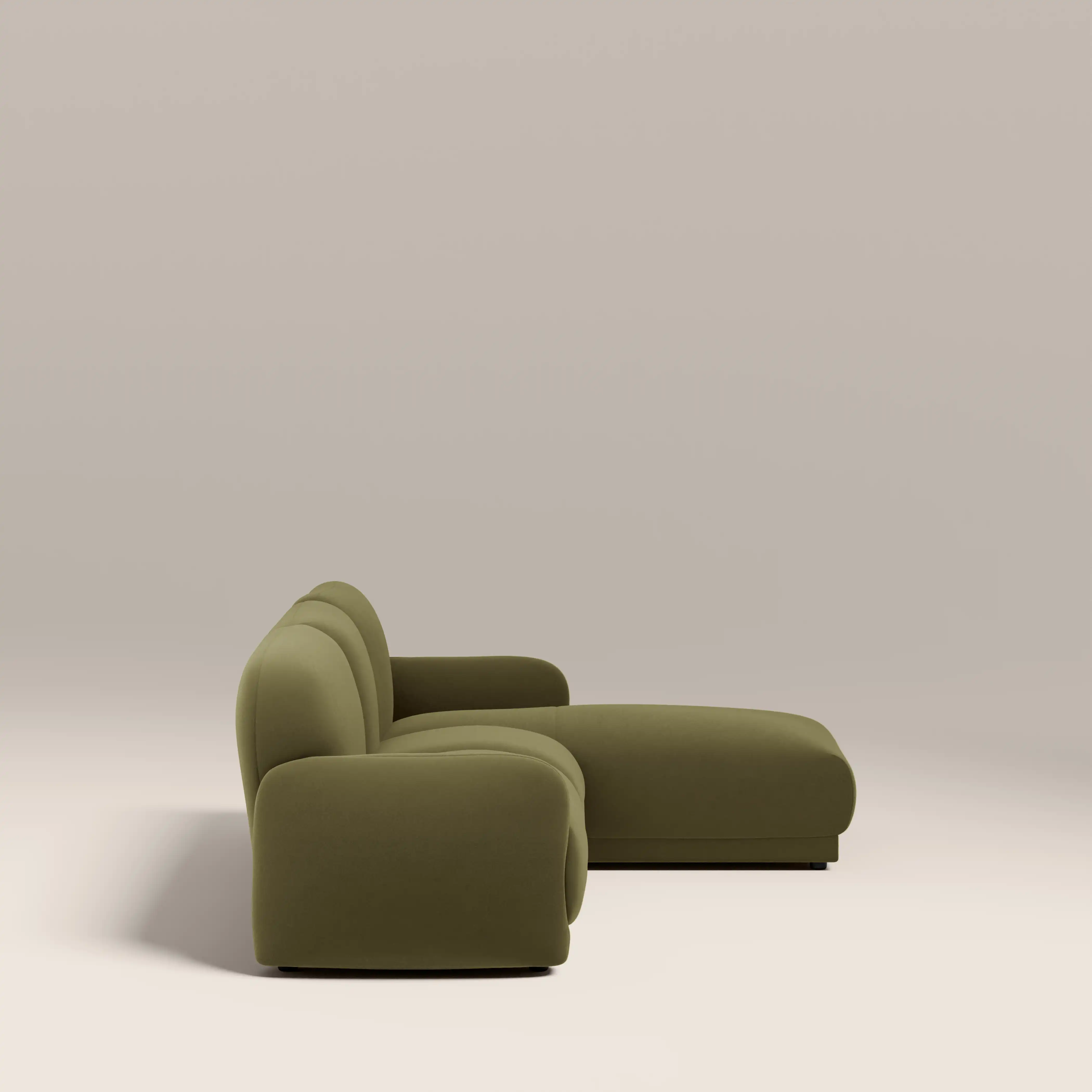 Cloud Right Hand Chaise Sofa | Moss Green Sustainable Mohair Velvet - Image 4