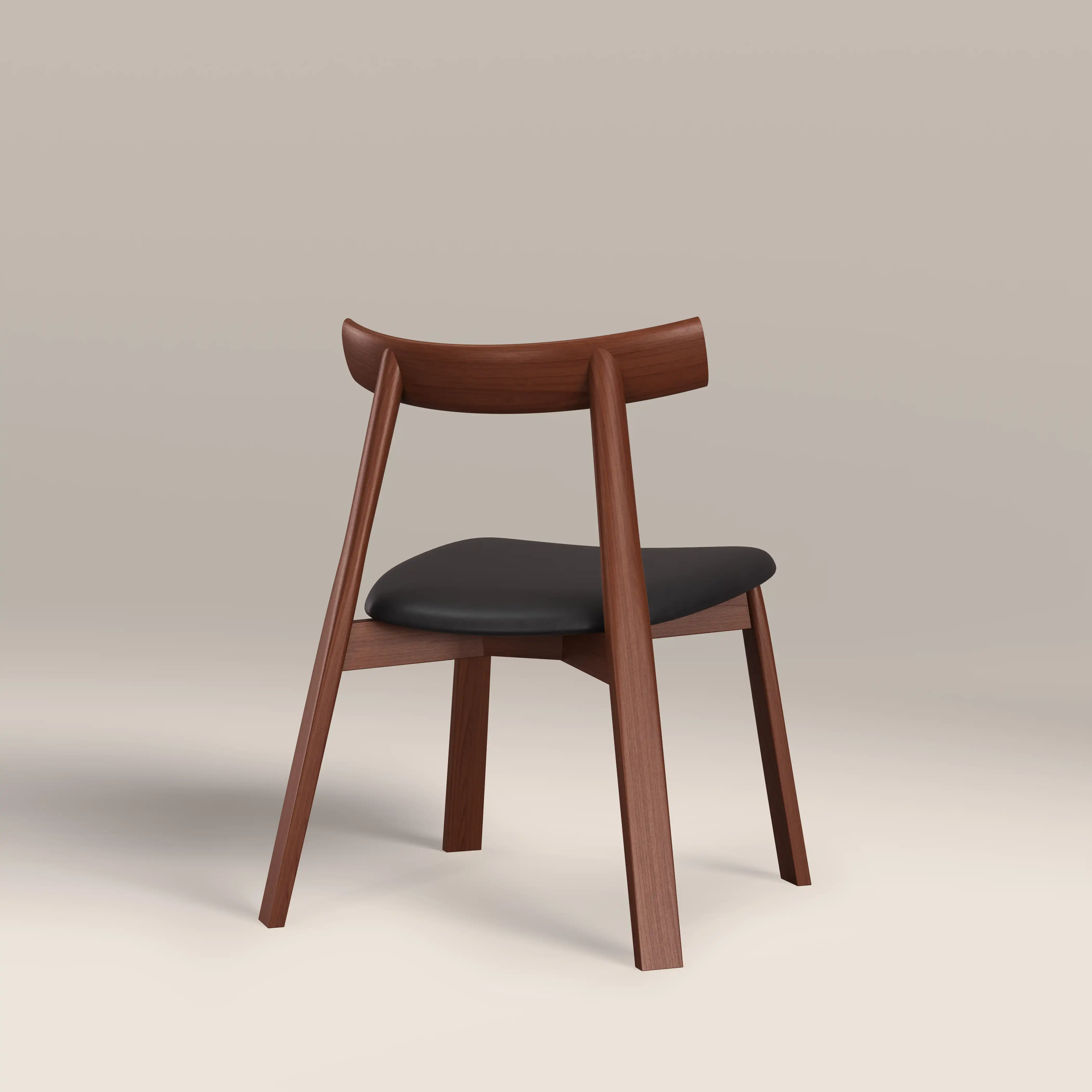 Clyde Wooden Dining Chair | Noir Black Faux Leather & Walnut - Image 6