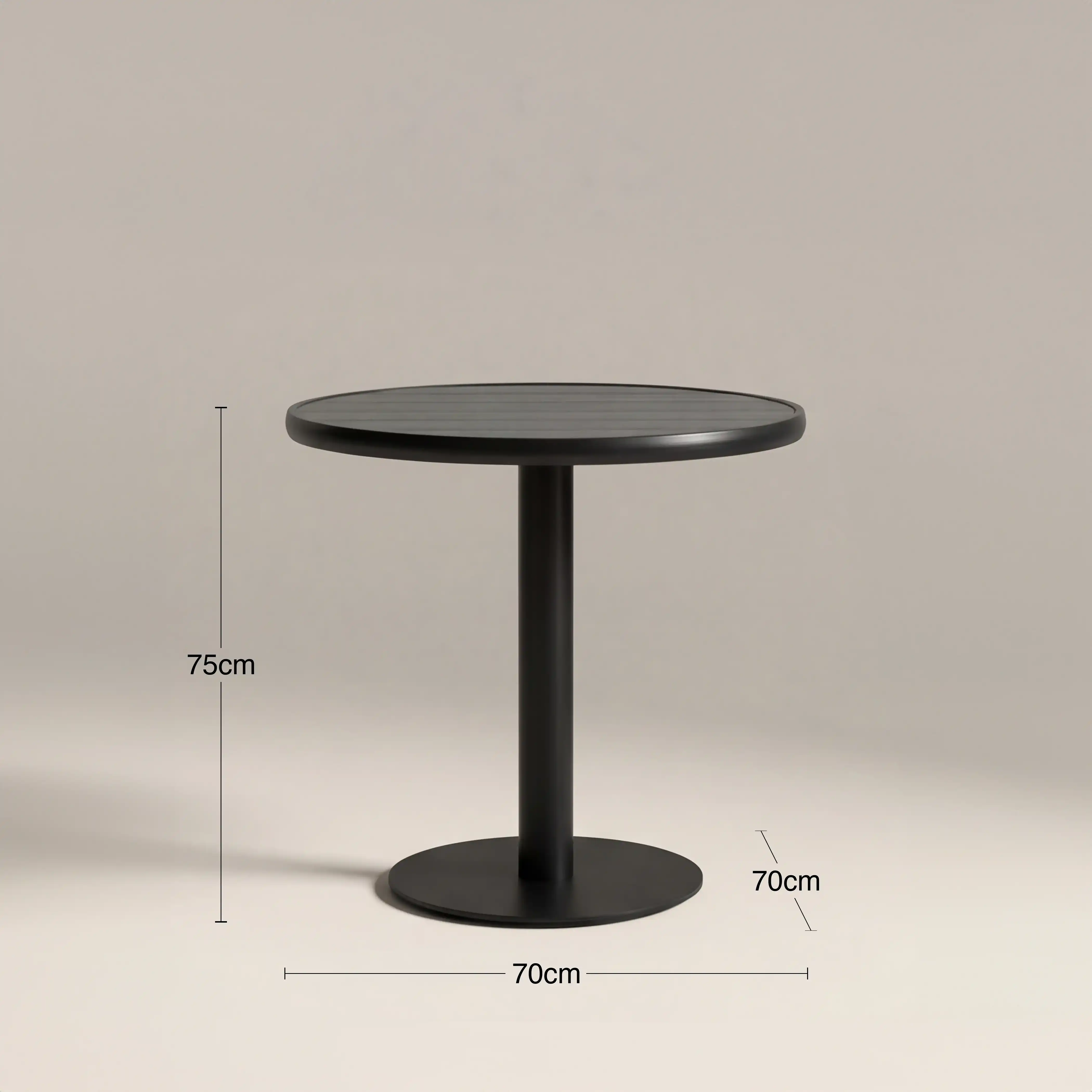 Cole 2 Seat Round Garden Bistro Table | Grey & Black - Image 5