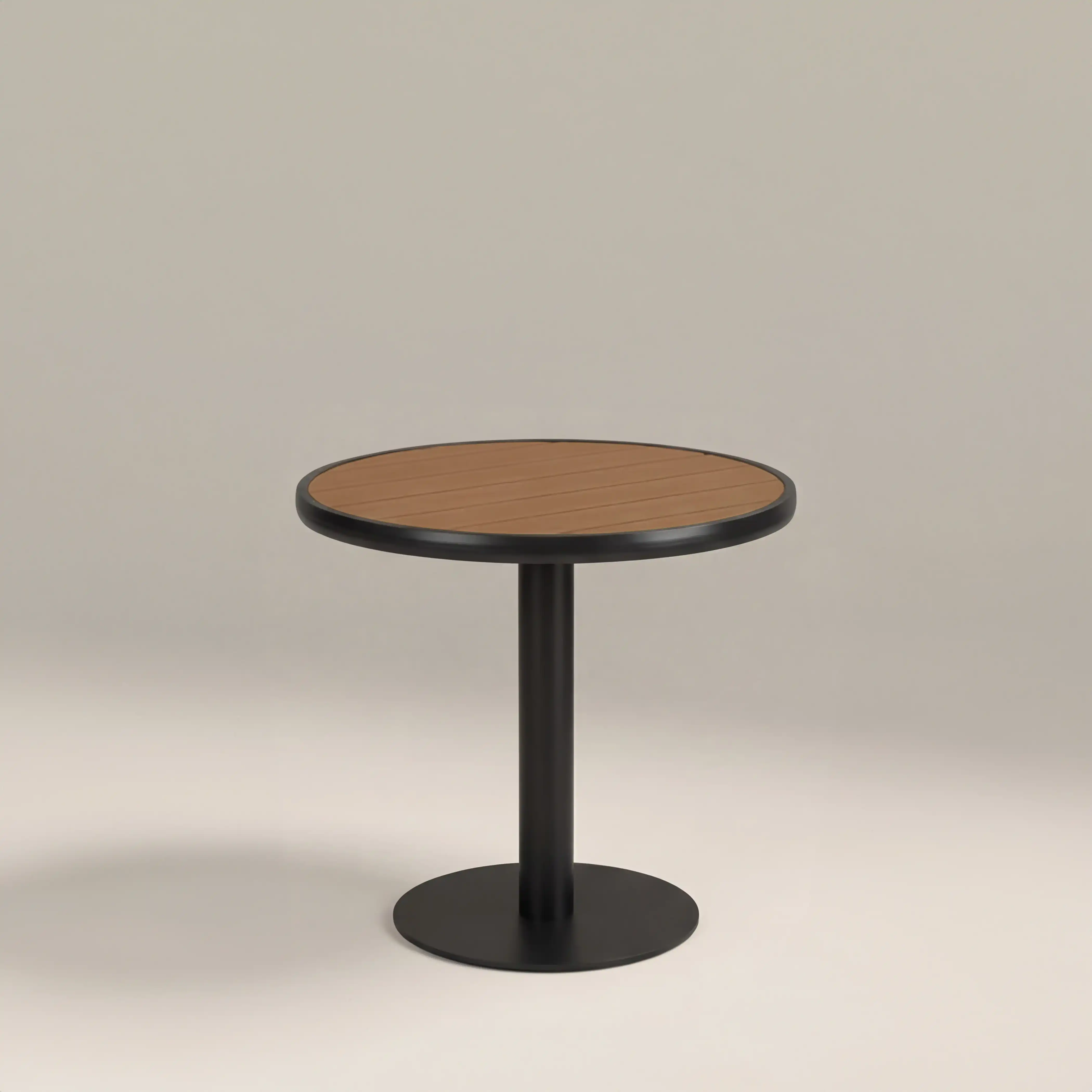 Cole 2 Seat Round Garden Bistro Table | Oak & Black - Image 3