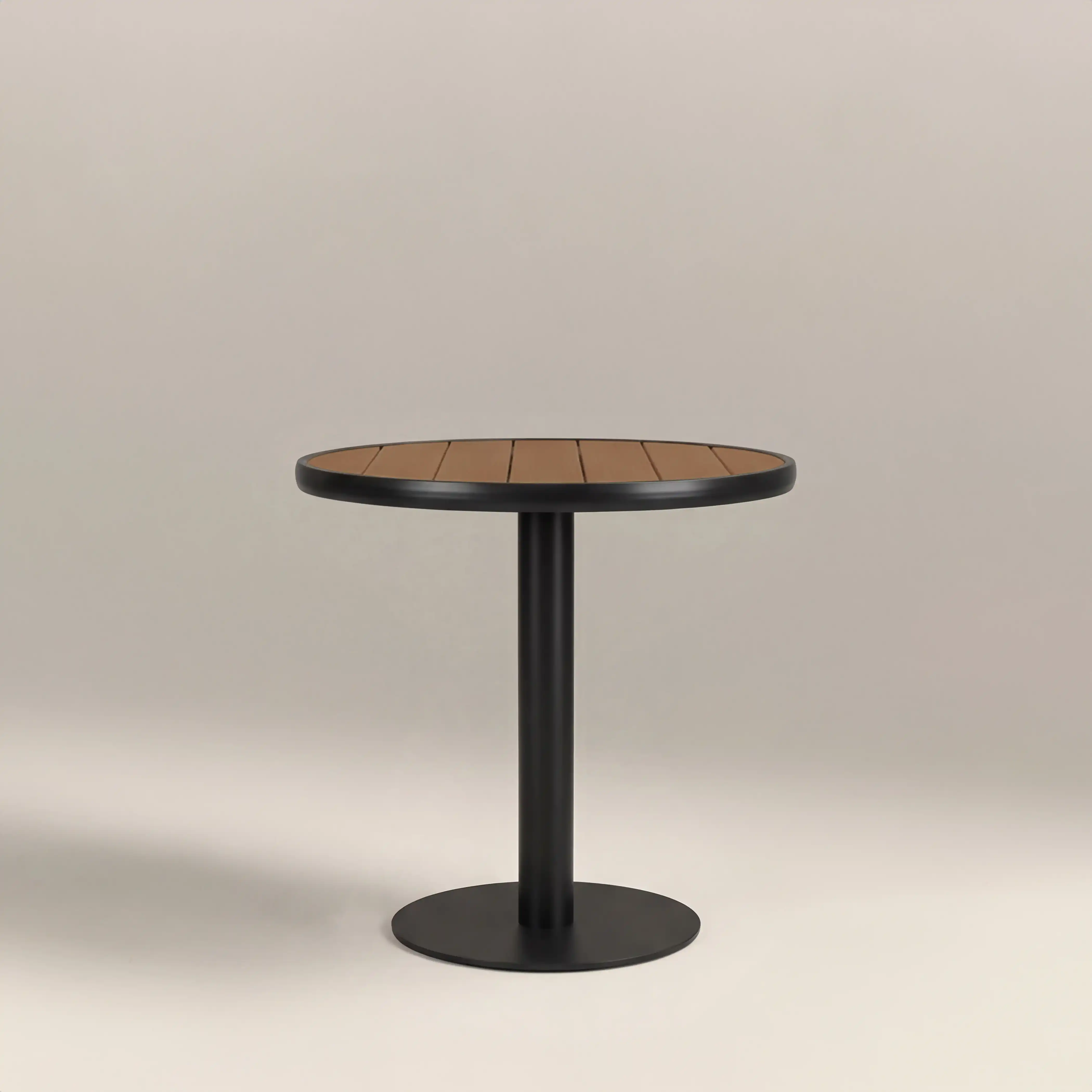 Cole 2 Seat Round Garden Bistro Table | Oak & Black - Image 4