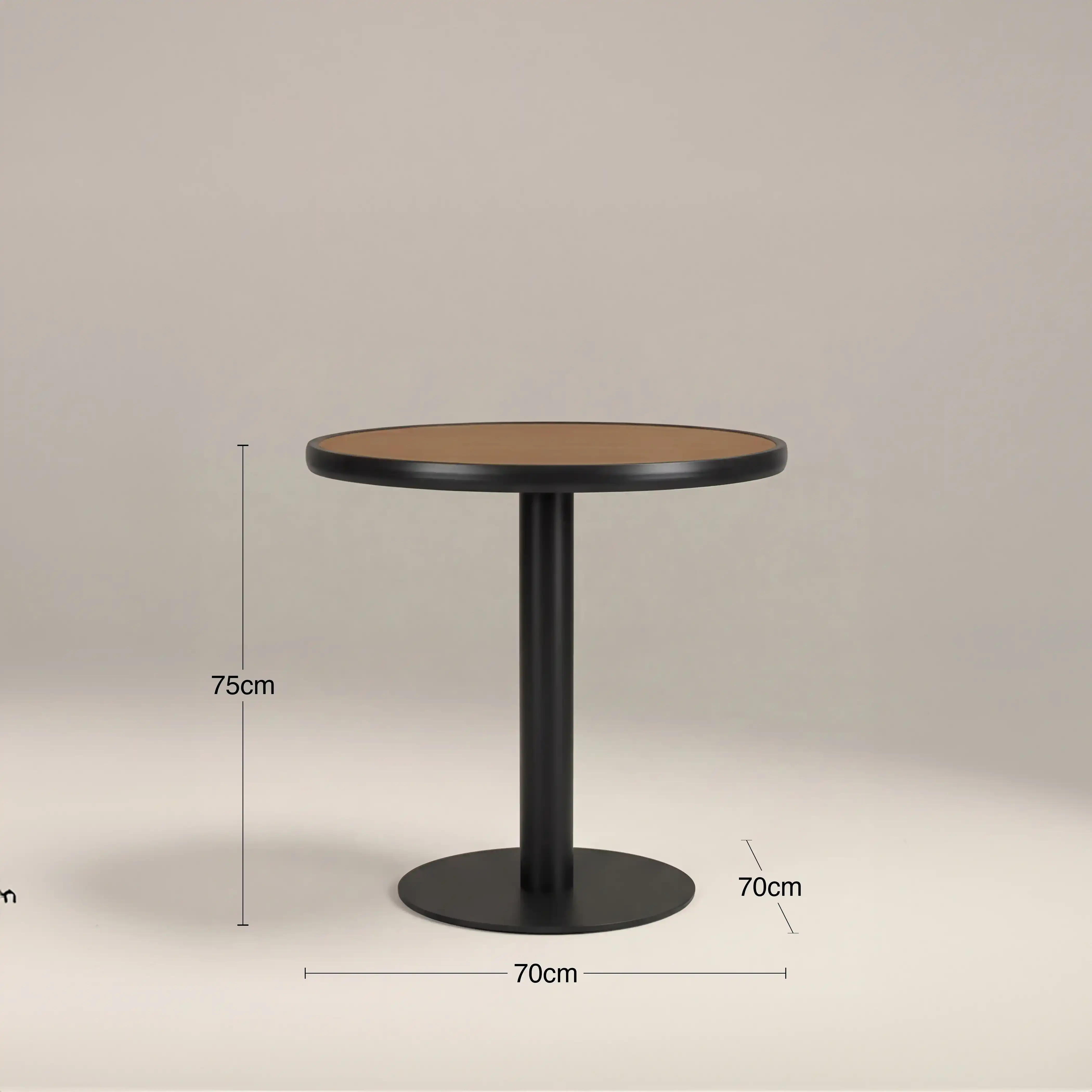 Cole 2 Seat Round Garden Bistro Table | Oak & Black - Image 5