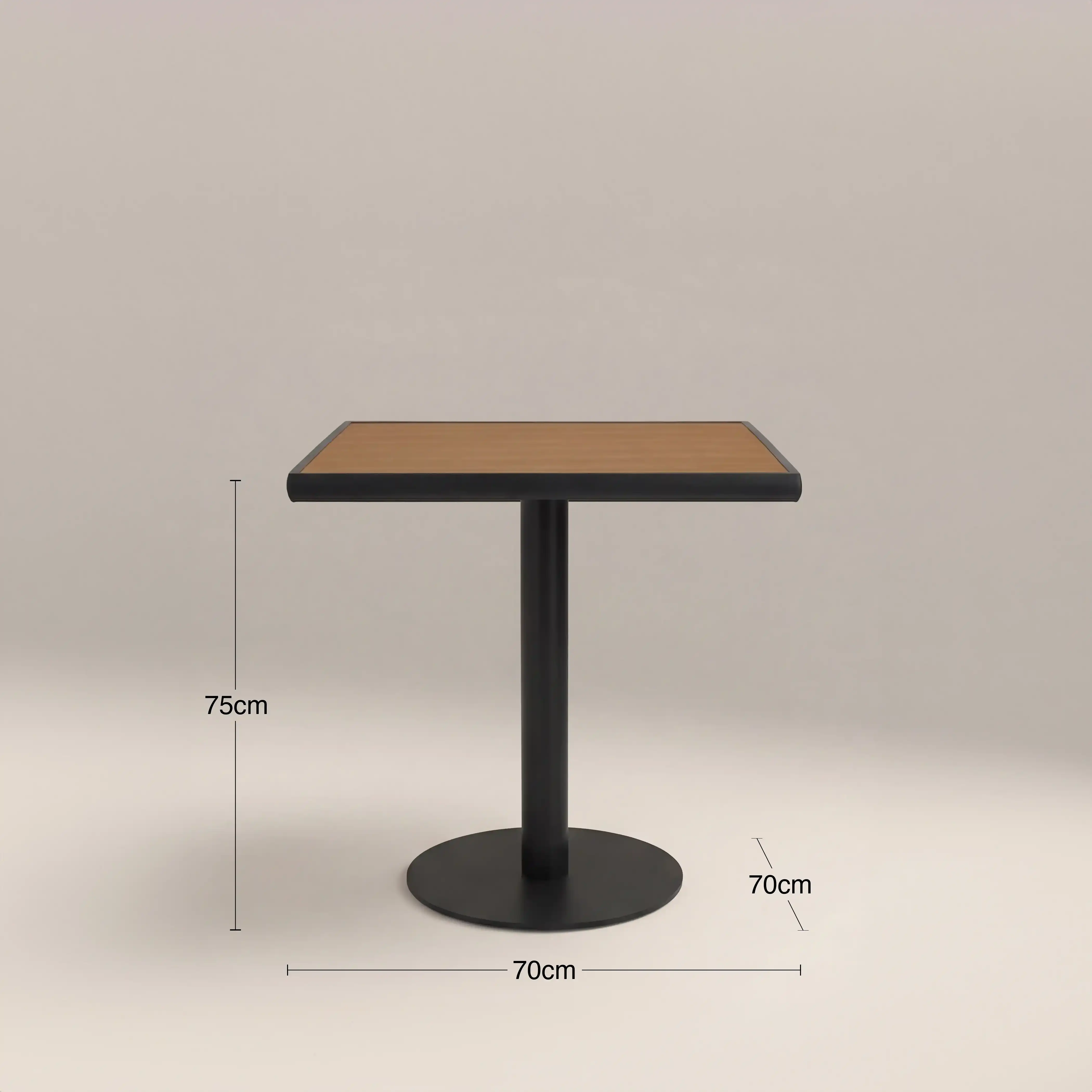 Cole 2 Seat Square Garden Bistro Table | Oak & Black - Image 5
