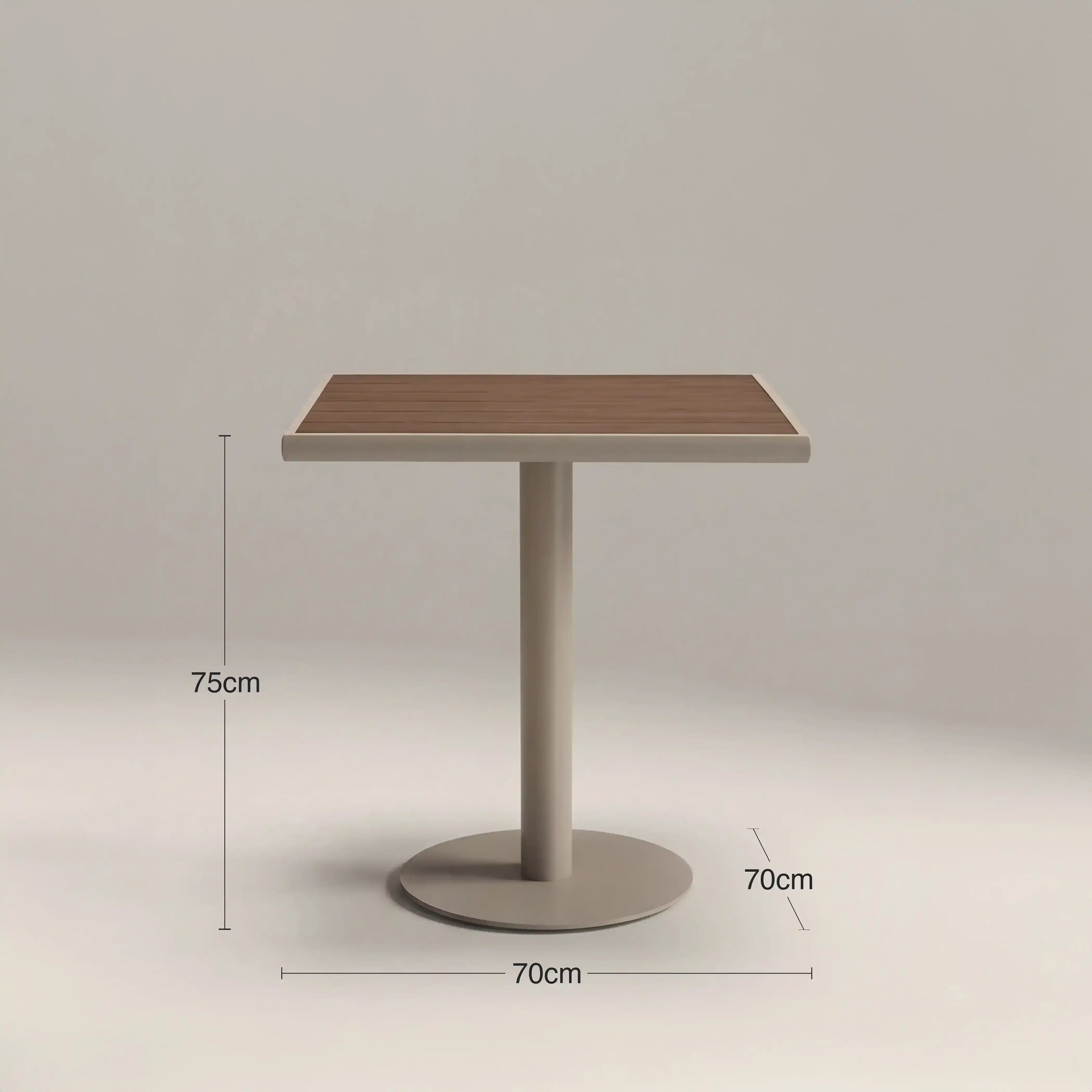 Cole 2 Seat Square Garden Bistro Table | Walnut  & Taupe - Image 5