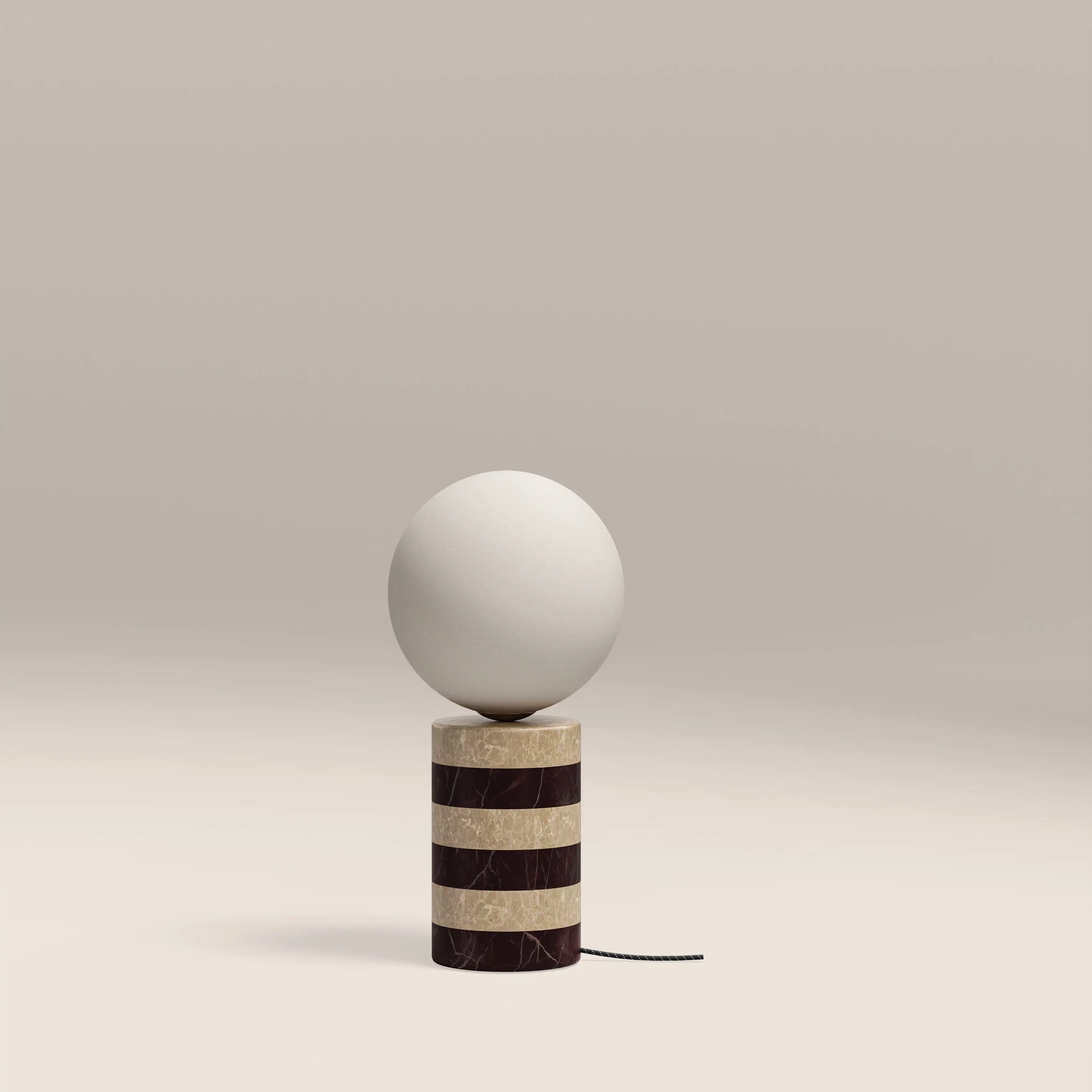 Connely Table Lamp | Dark Red Marble & Natural Travertine - Image 2