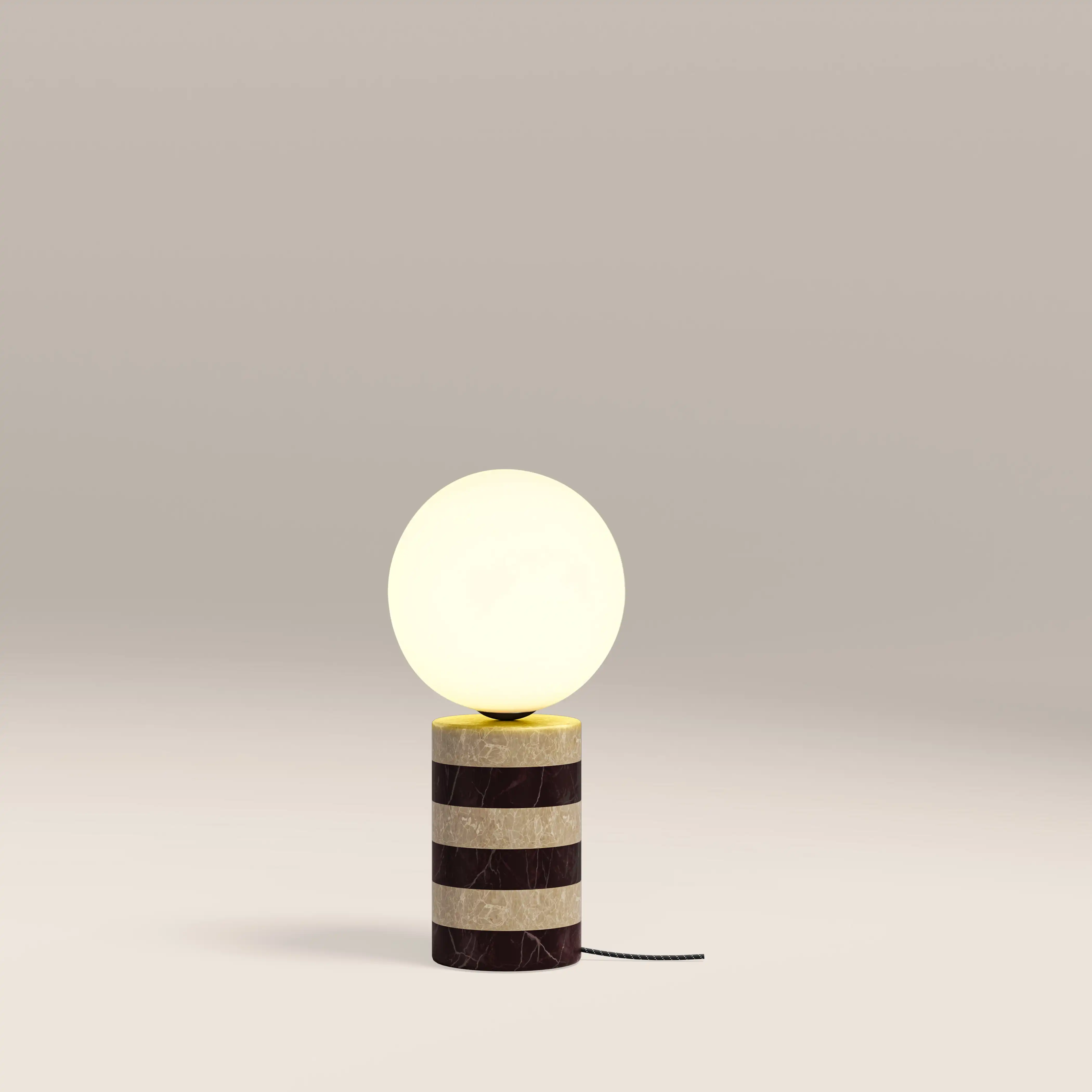 Connely Table Lamp | Dark Red Marble & Natural Travertine - Image 3