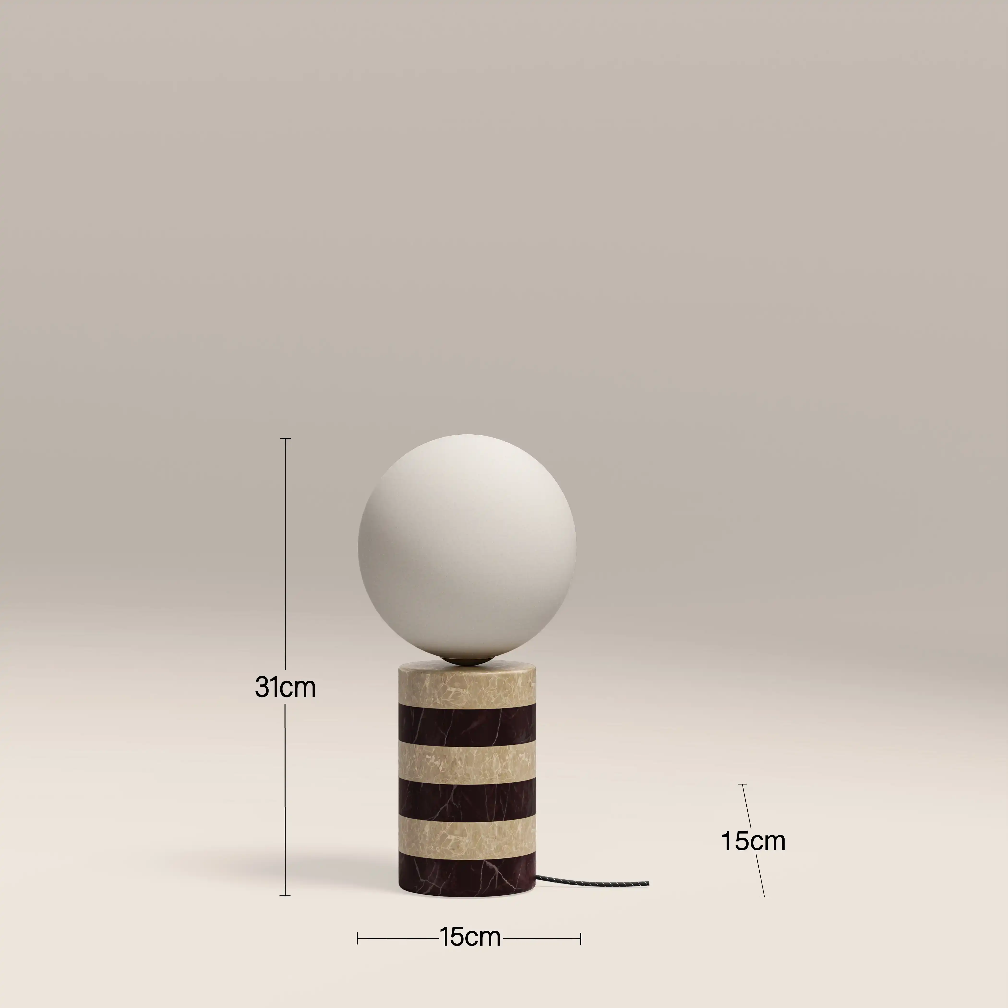 Connely Table Lamp | Dark Red Marble & Natural Travertine - Image 4