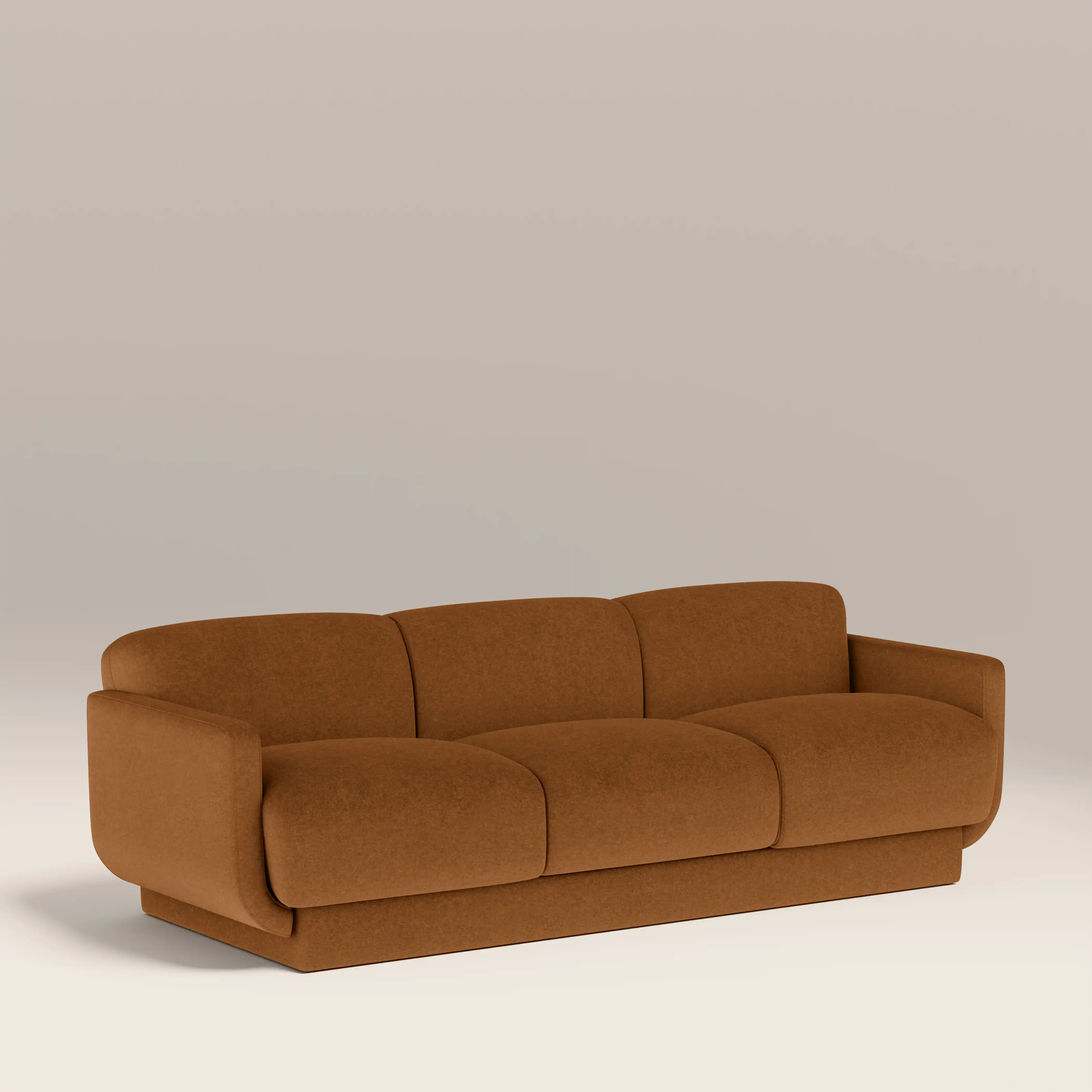 Connick 3 Seater Sofa | Caramel Brown Sustainable Mohair Velvet - Image 3