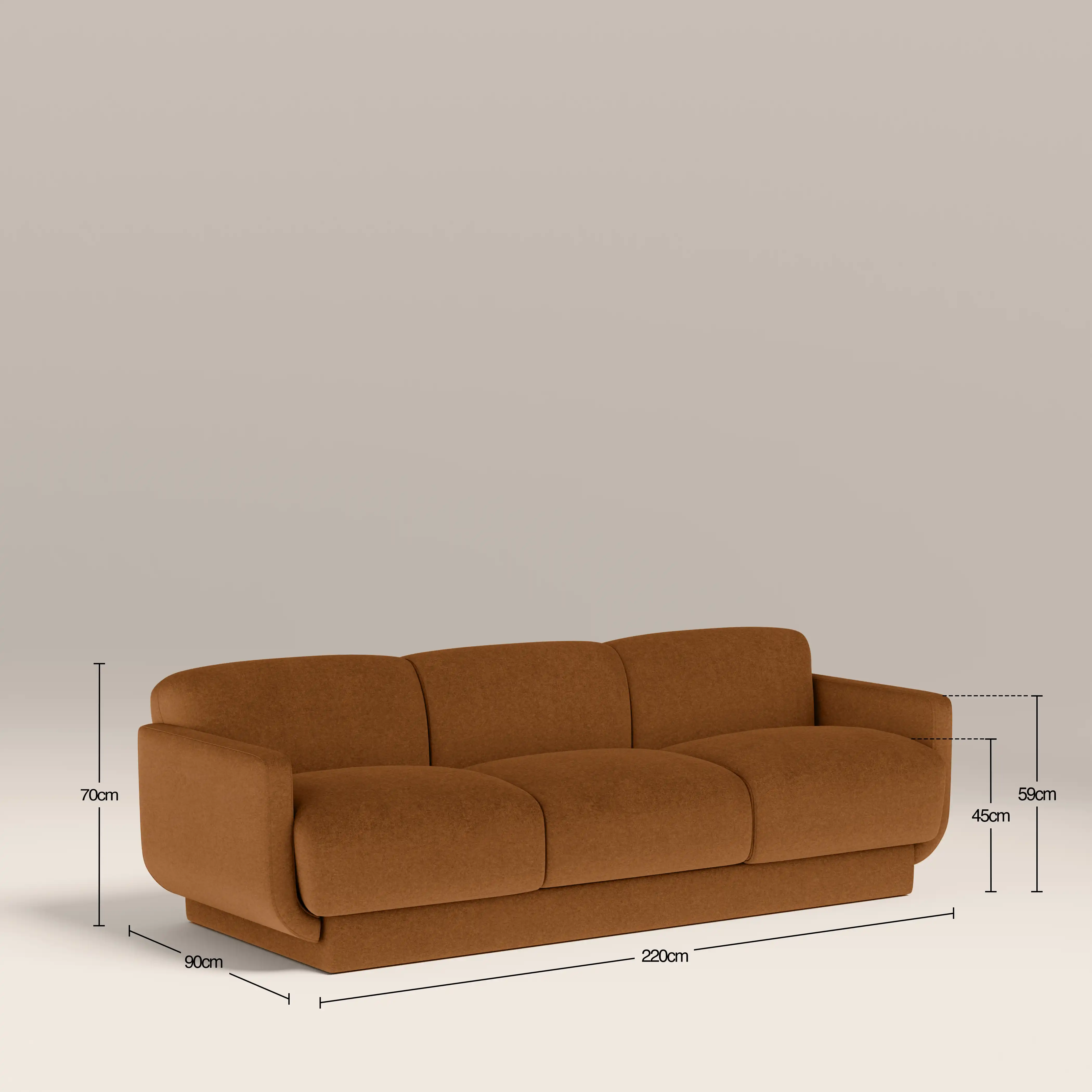 Connick 3 Seater Sofa | Caramel Brown Sustainable Mohair Velvet - Image 9