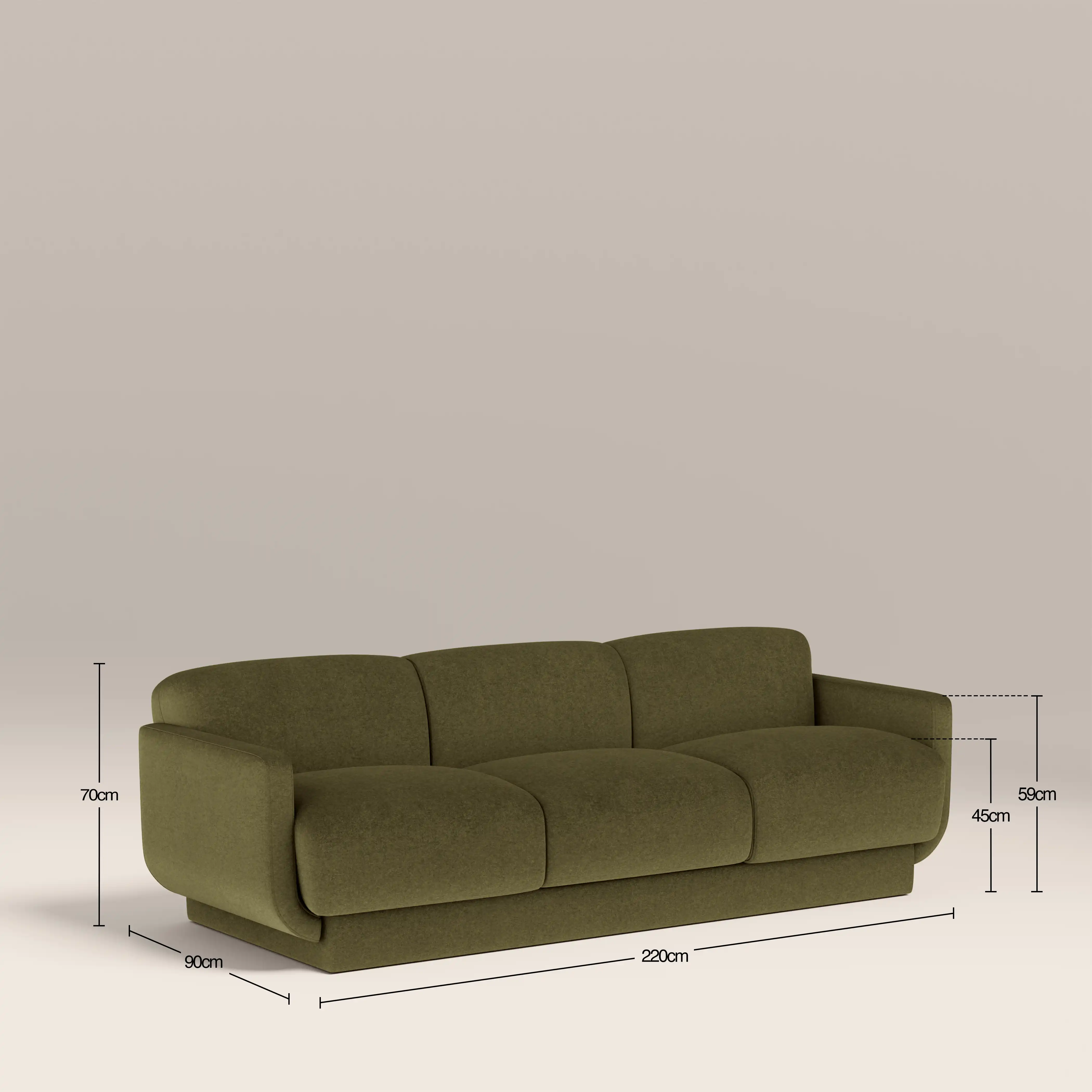 Connick 3 Seater Sofa | Moss Green Sustainable Mohair Velvet - Image 7