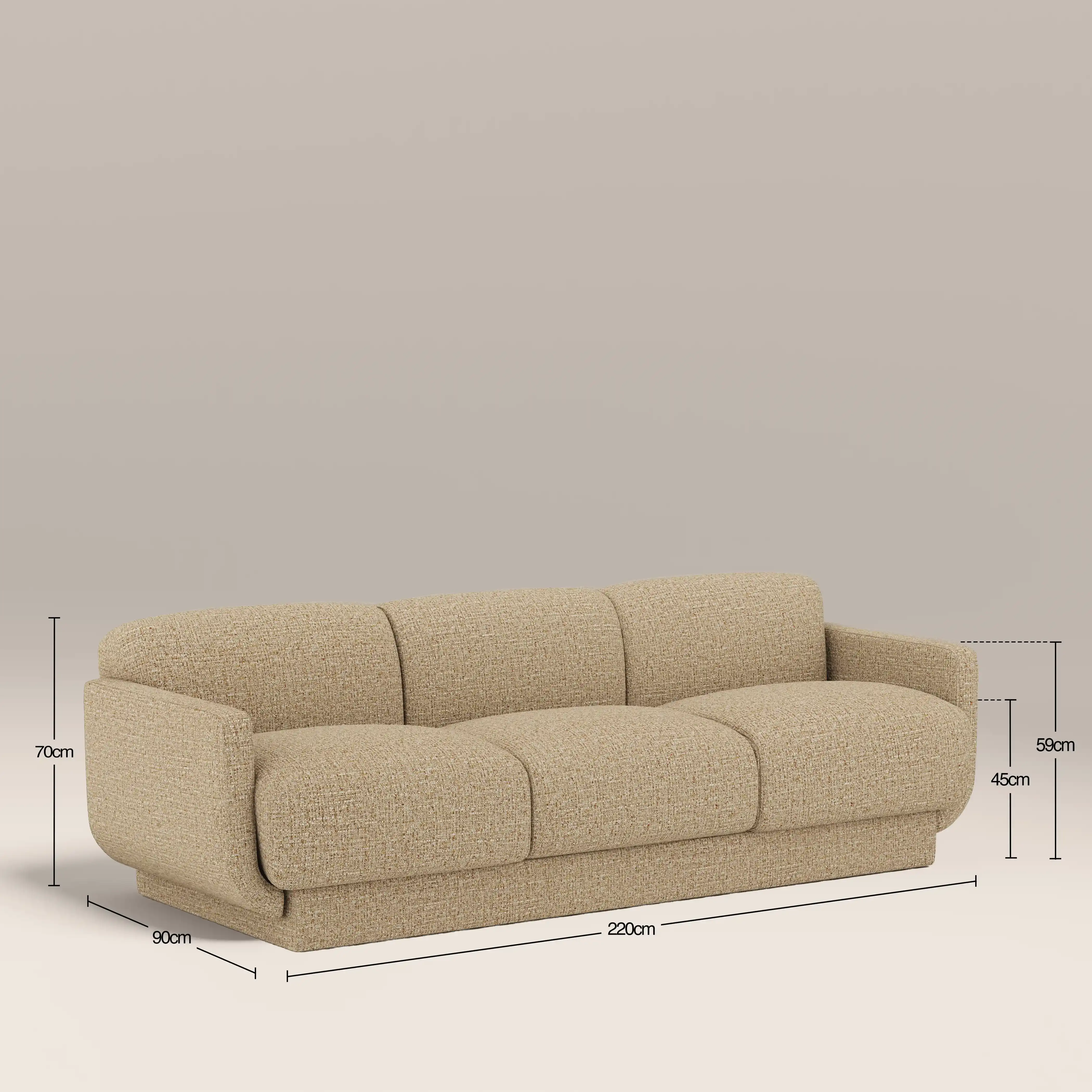Connick 3 Seater Sofa | Speckled Latte Boucle - Image 7