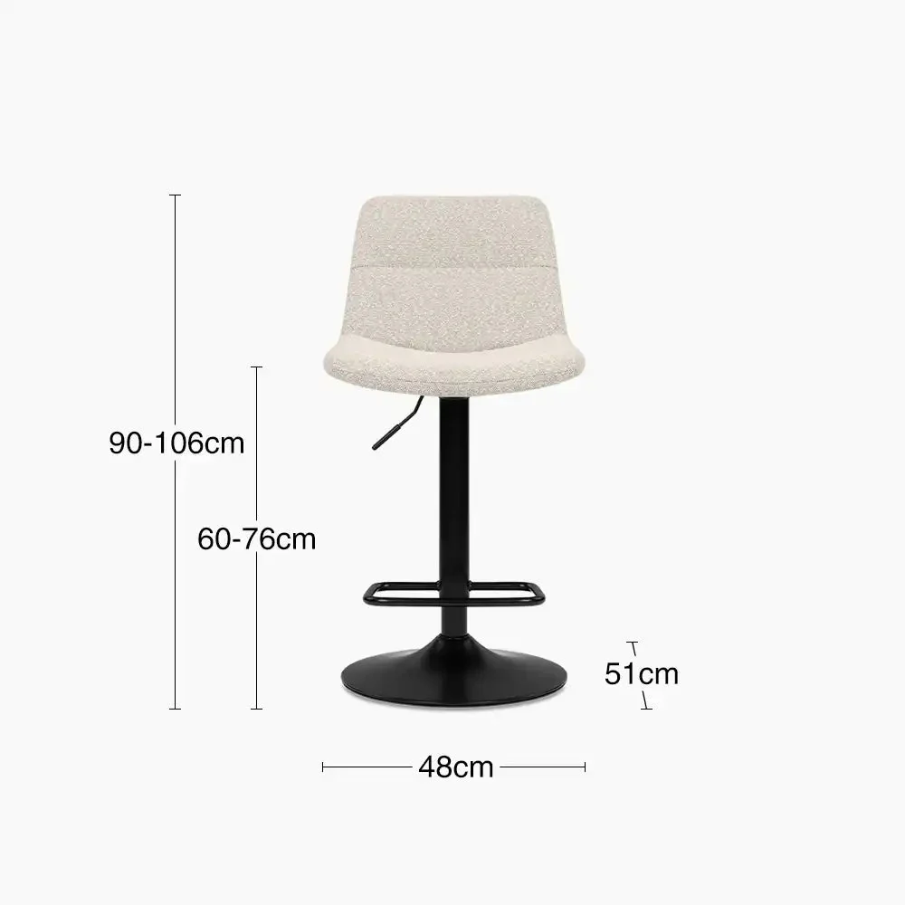Connie Adjustable Stool | Speckled Stone Sustainable Boucle & Black - Image 8
