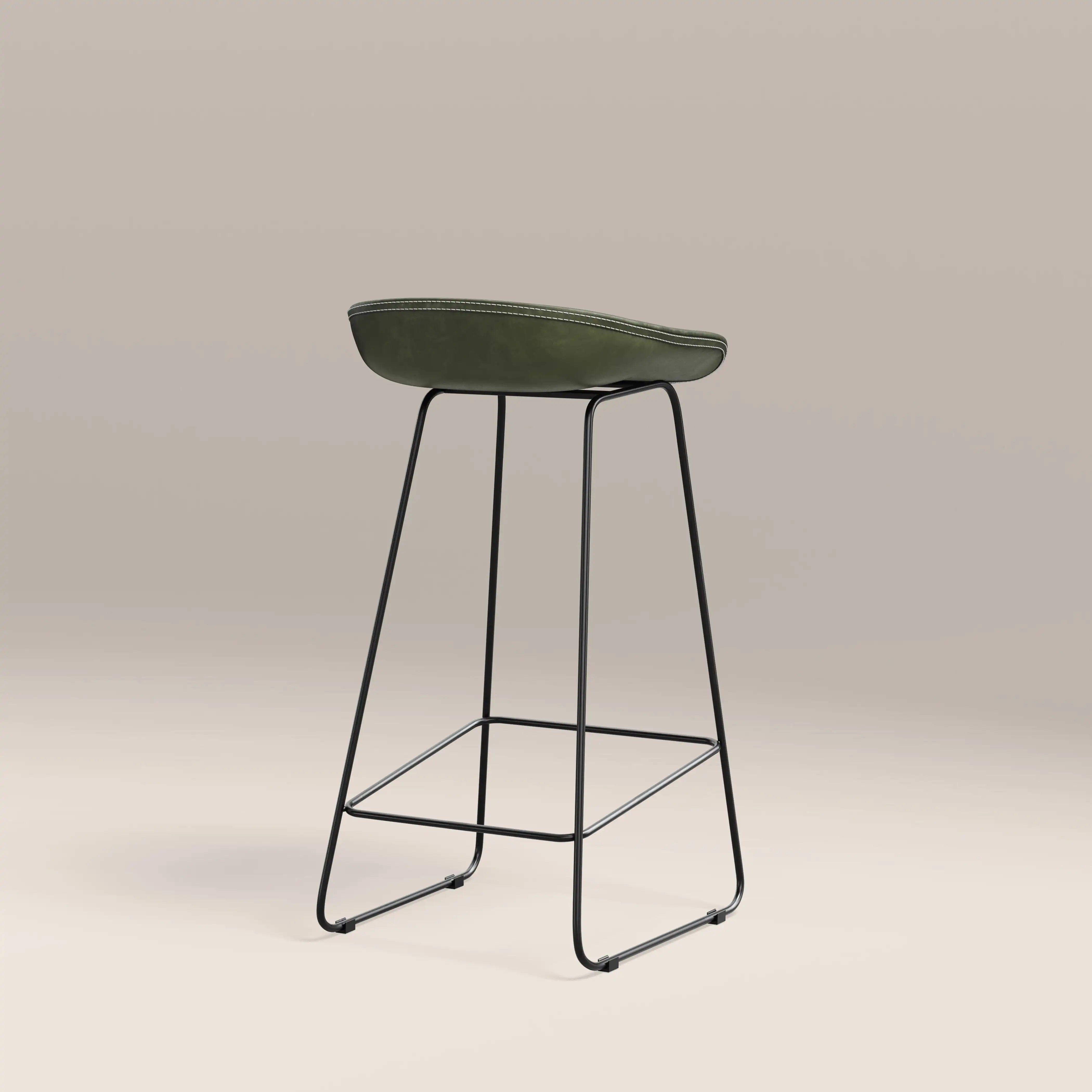 Conway Bar Stool | Vintage Green Faux Leather & Black - Image 5