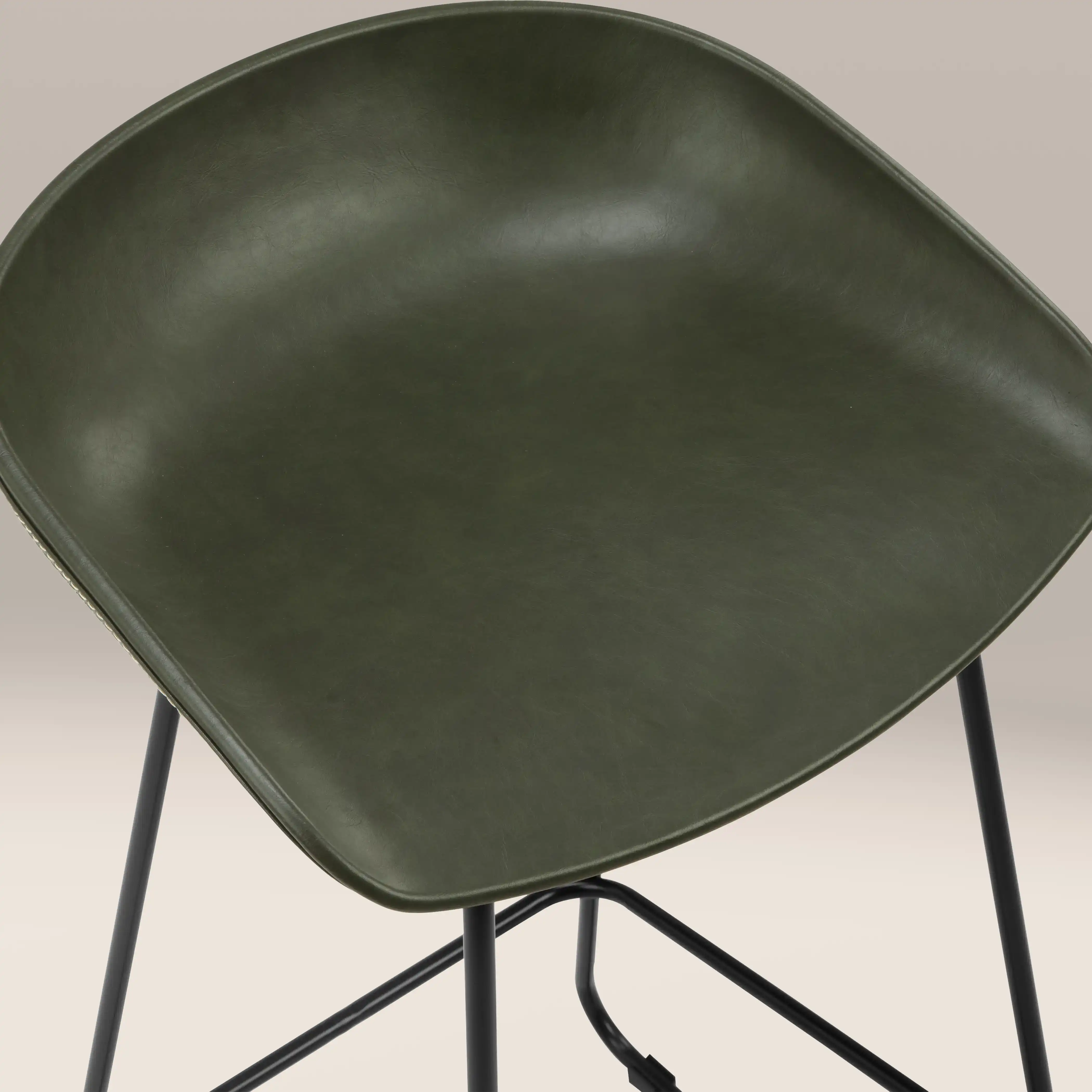Conway Bar Stool | Vintage Green Faux Leather & Black - Image 7