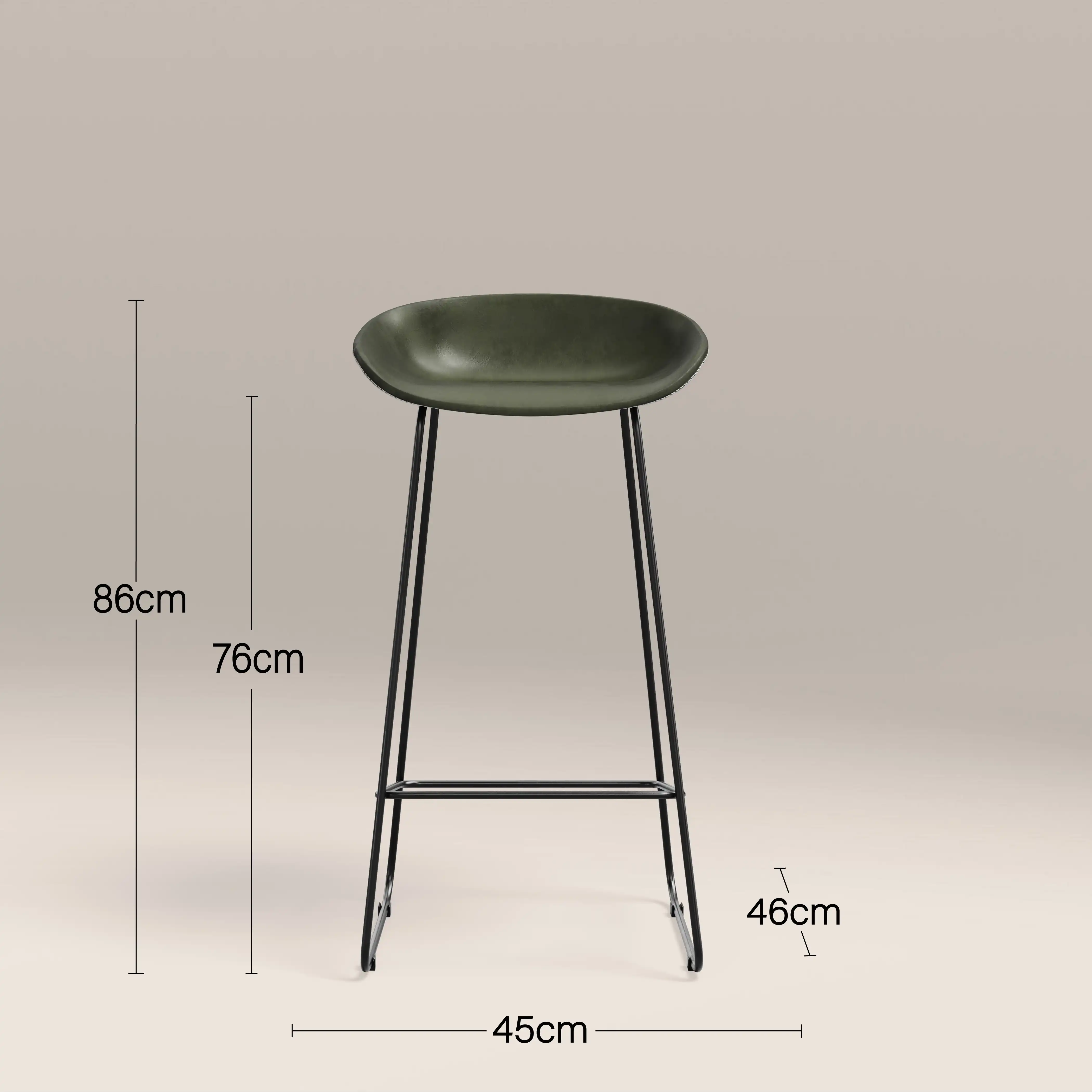 Conway Bar Stool | Vintage Green Faux Leather & Black - Image 8