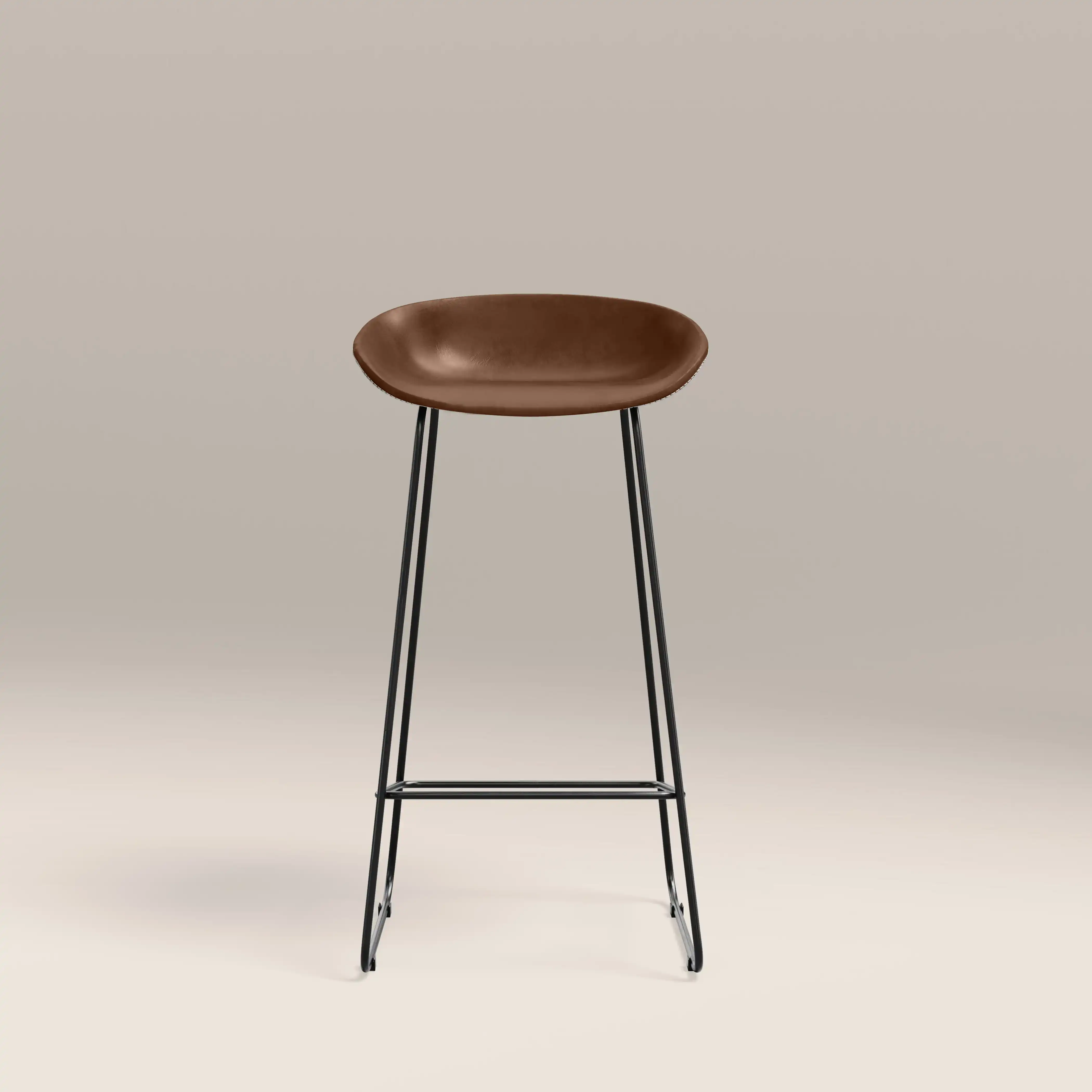 Conway Bar Stool | Vintage Tan Faux Leather & Black - Image 3