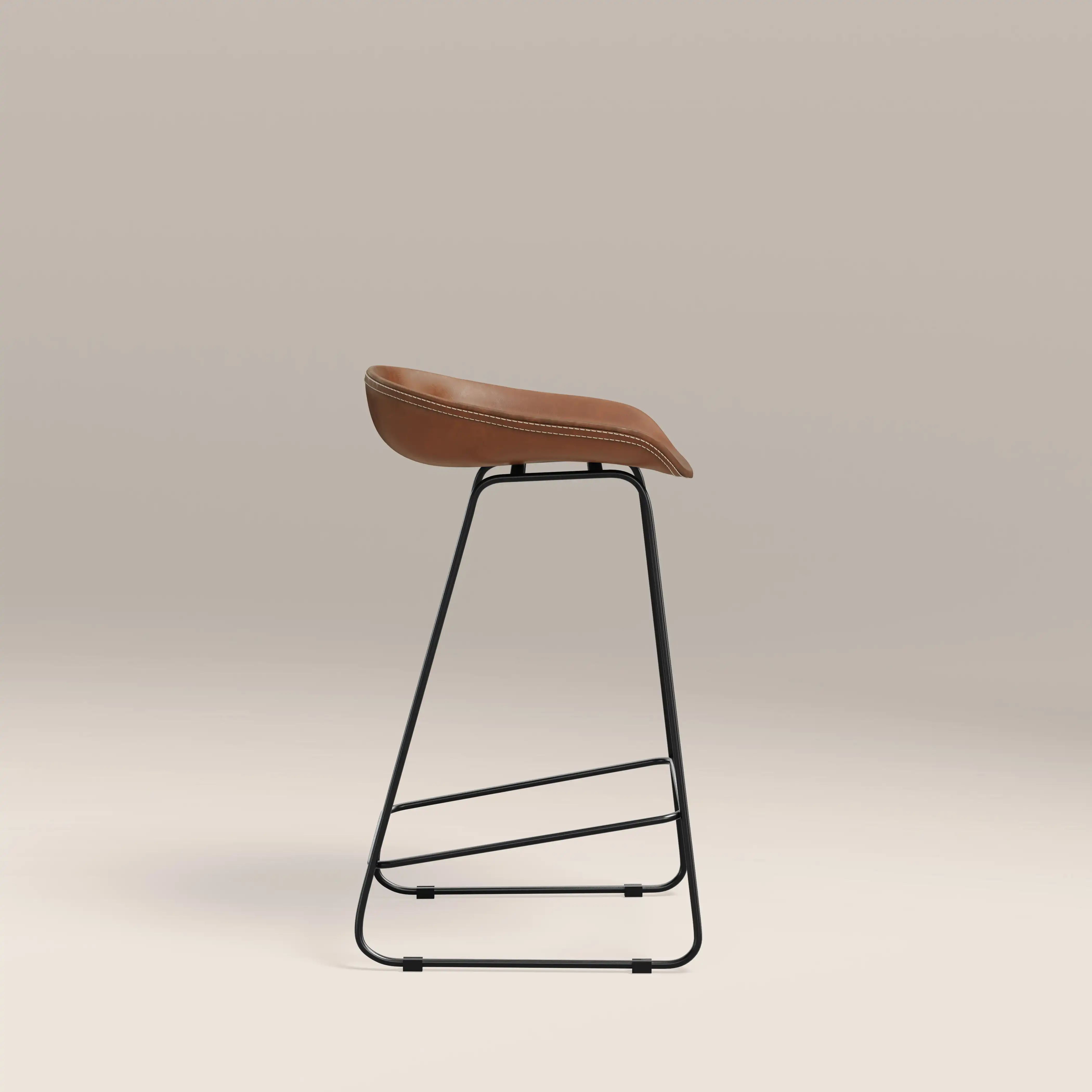 Conway Kitchen Stool | Vintage Tan Faux Leather & Black - Image 4