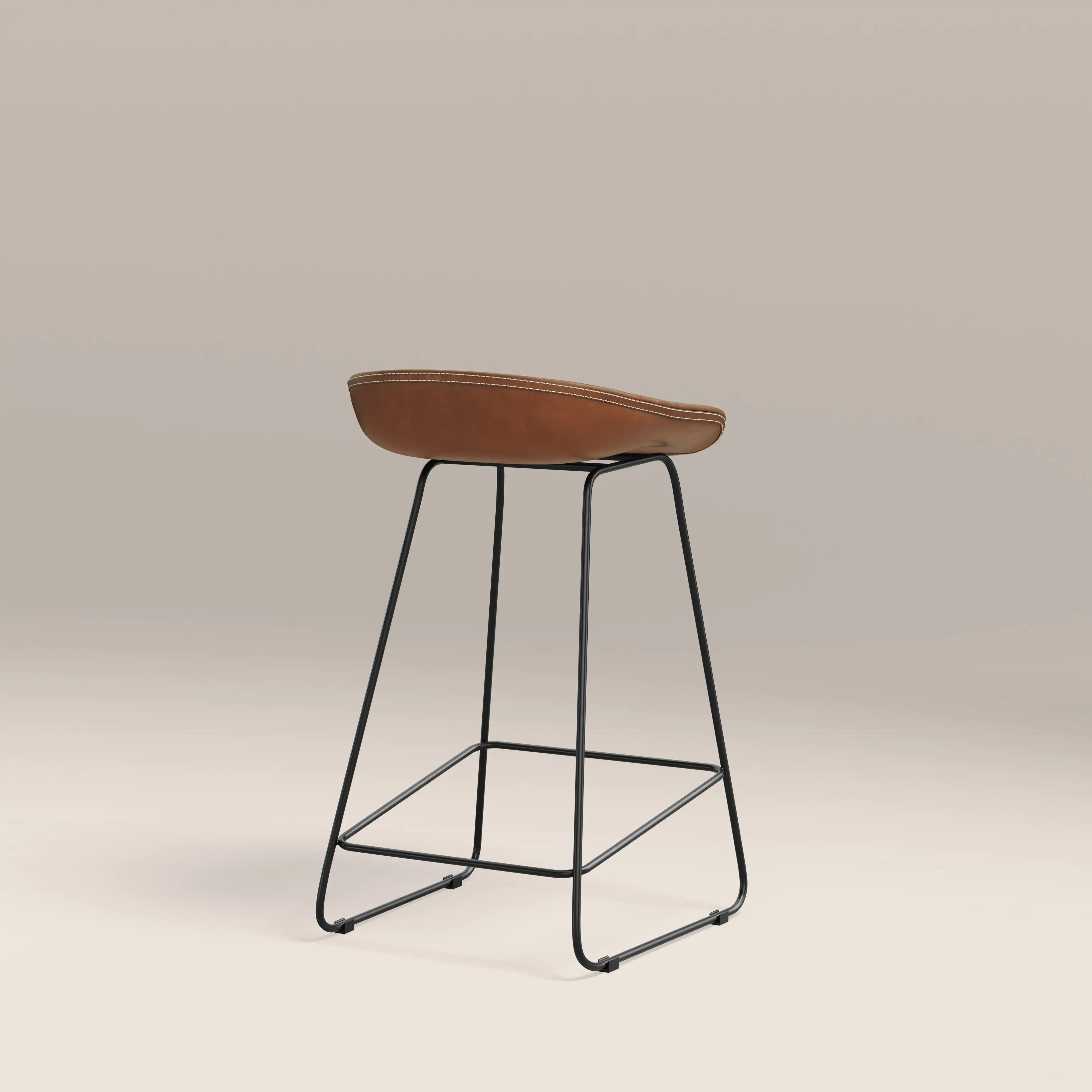 Conway Kitchen Stool | Vintage Tan Faux Leather & Black - Image 5