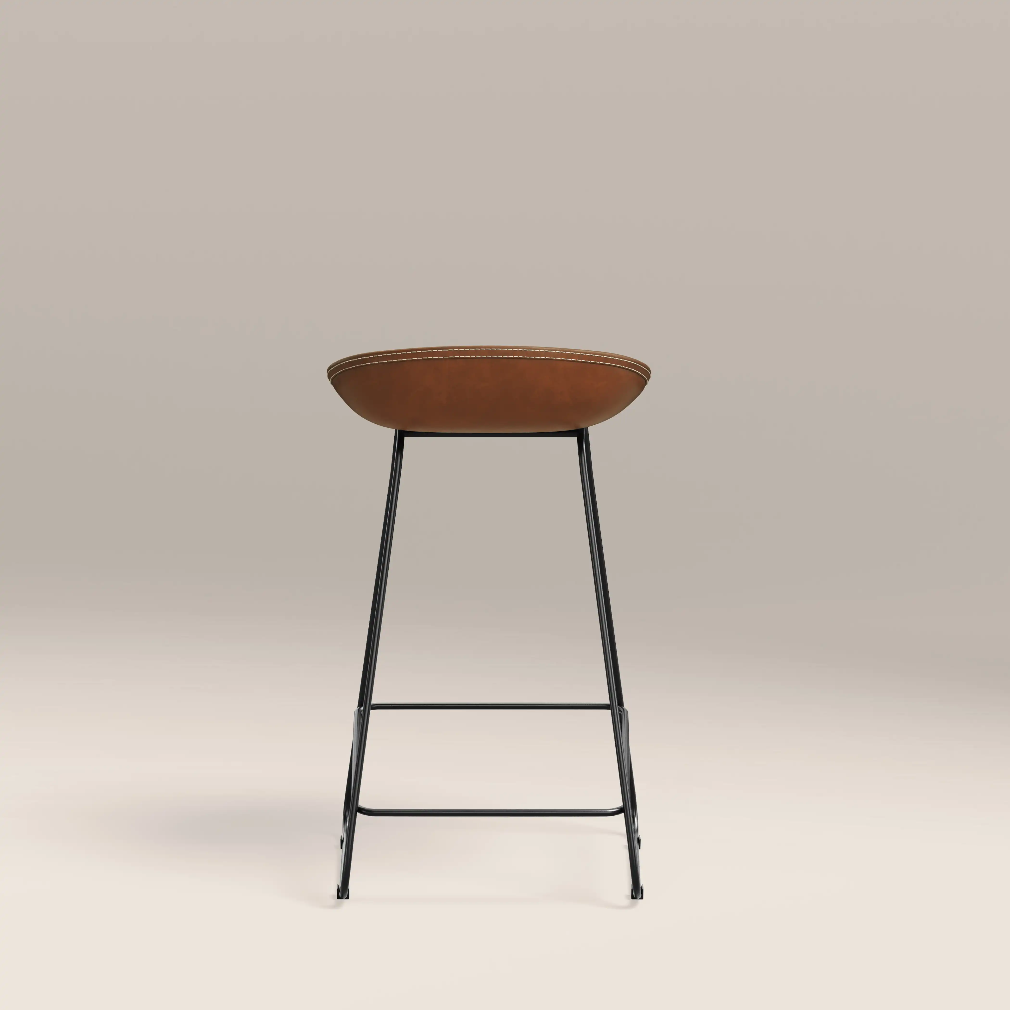Conway Kitchen Stool | Vintage Tan Faux Leather & Black - Image 6