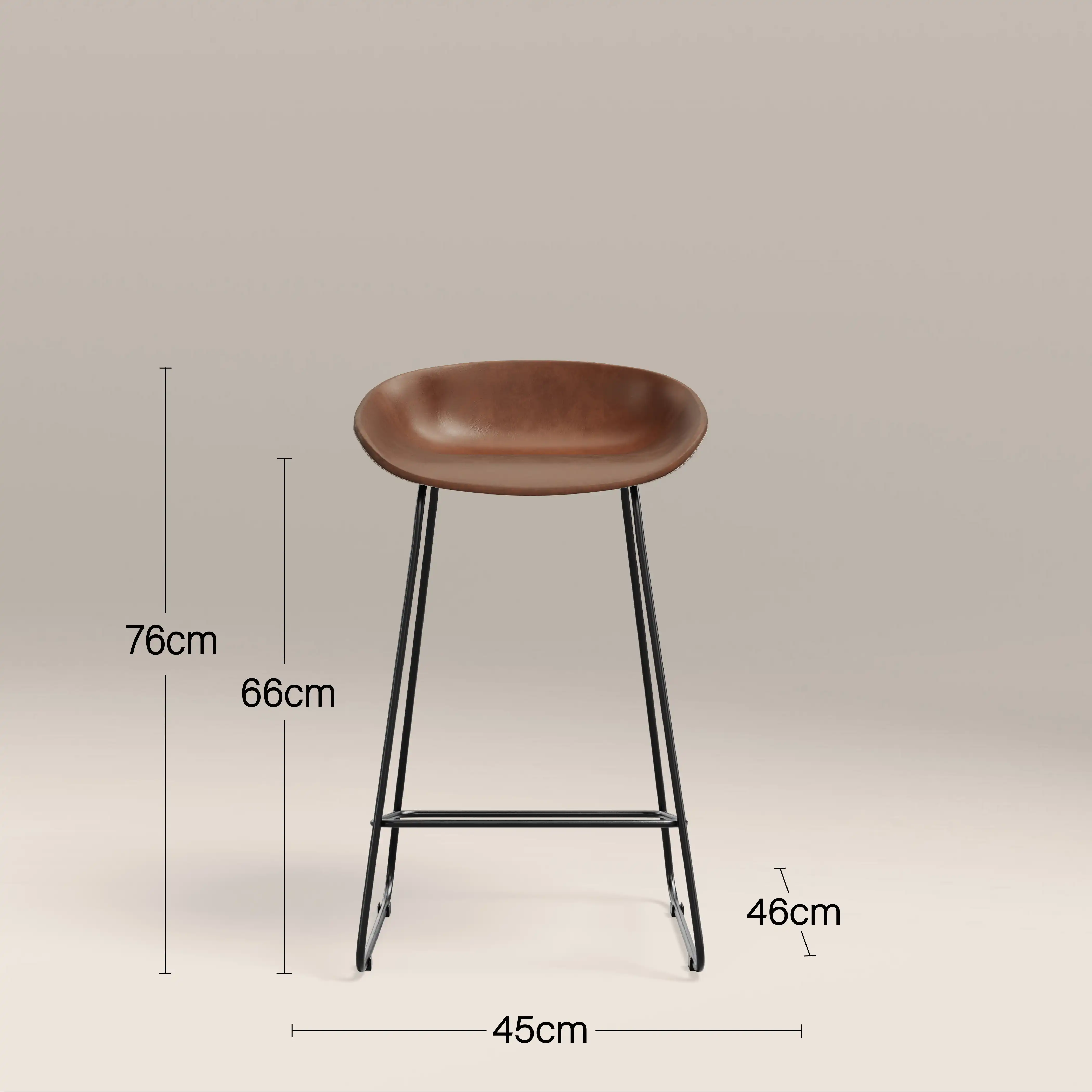 Conway Kitchen Stool | Vintage Tan Faux Leather & Black - Image 7