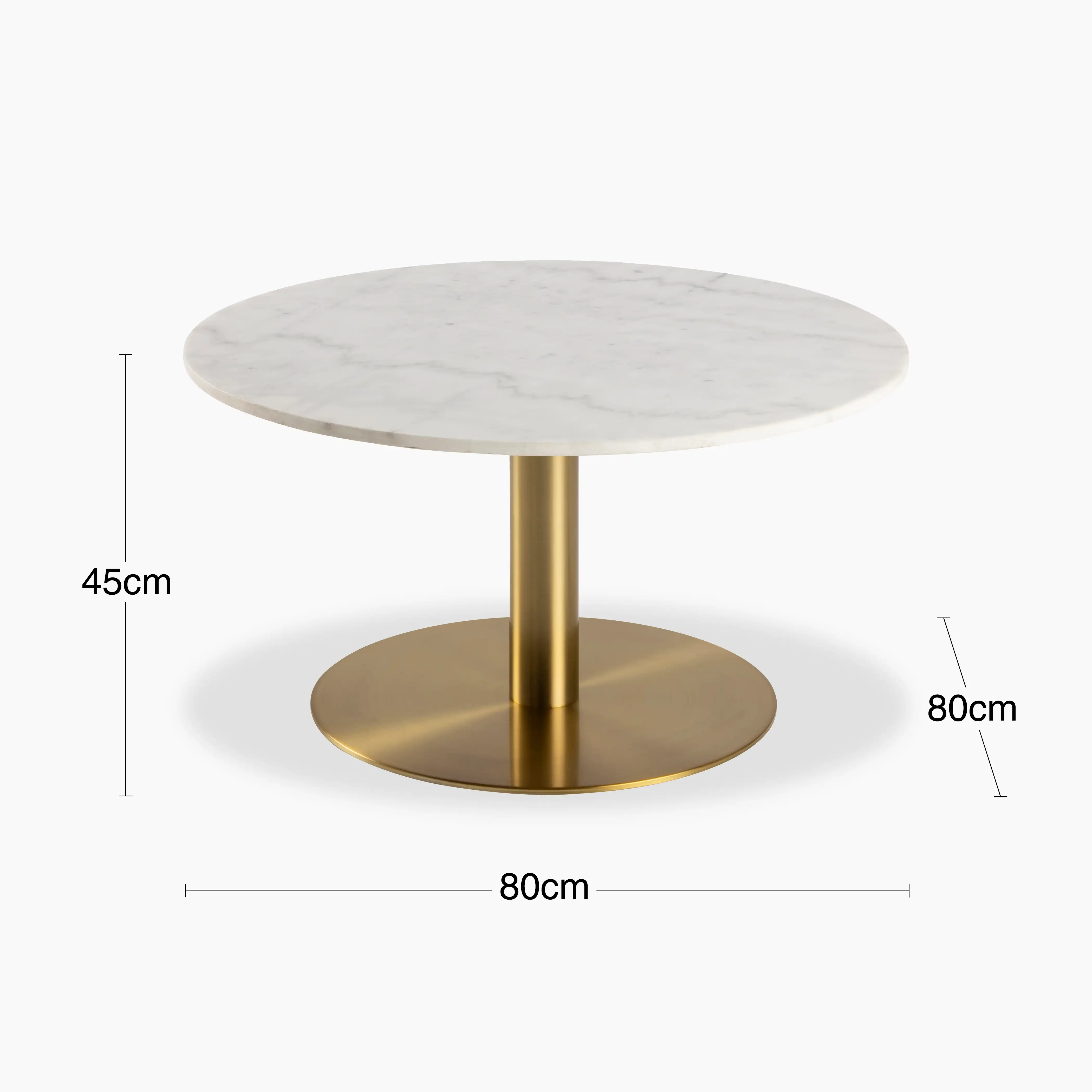 Corby Round Coffee Table | White Marble & Brass - Image 2