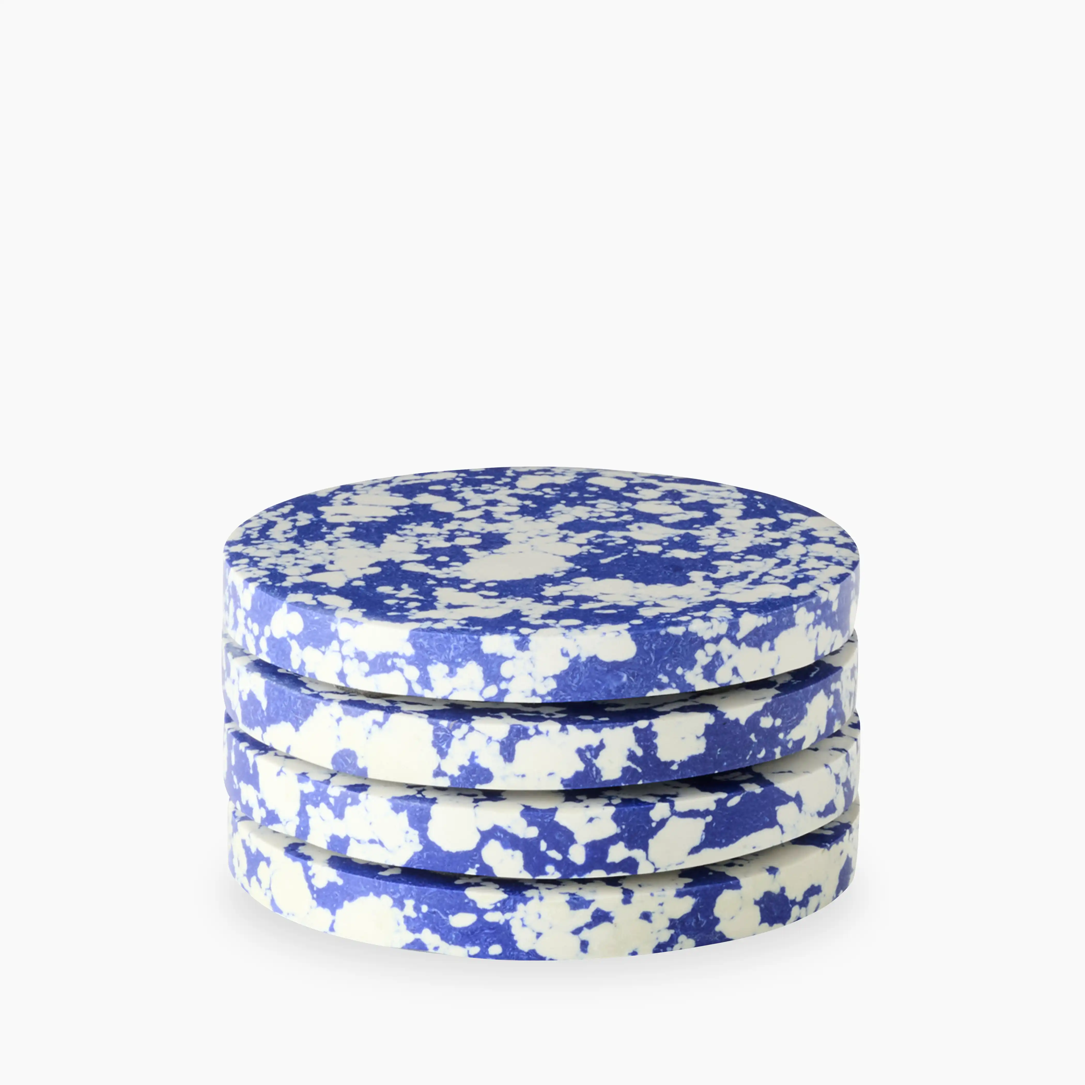 Rock Set of 4 Round Coasters | Cobalt Blue & White - Image 2