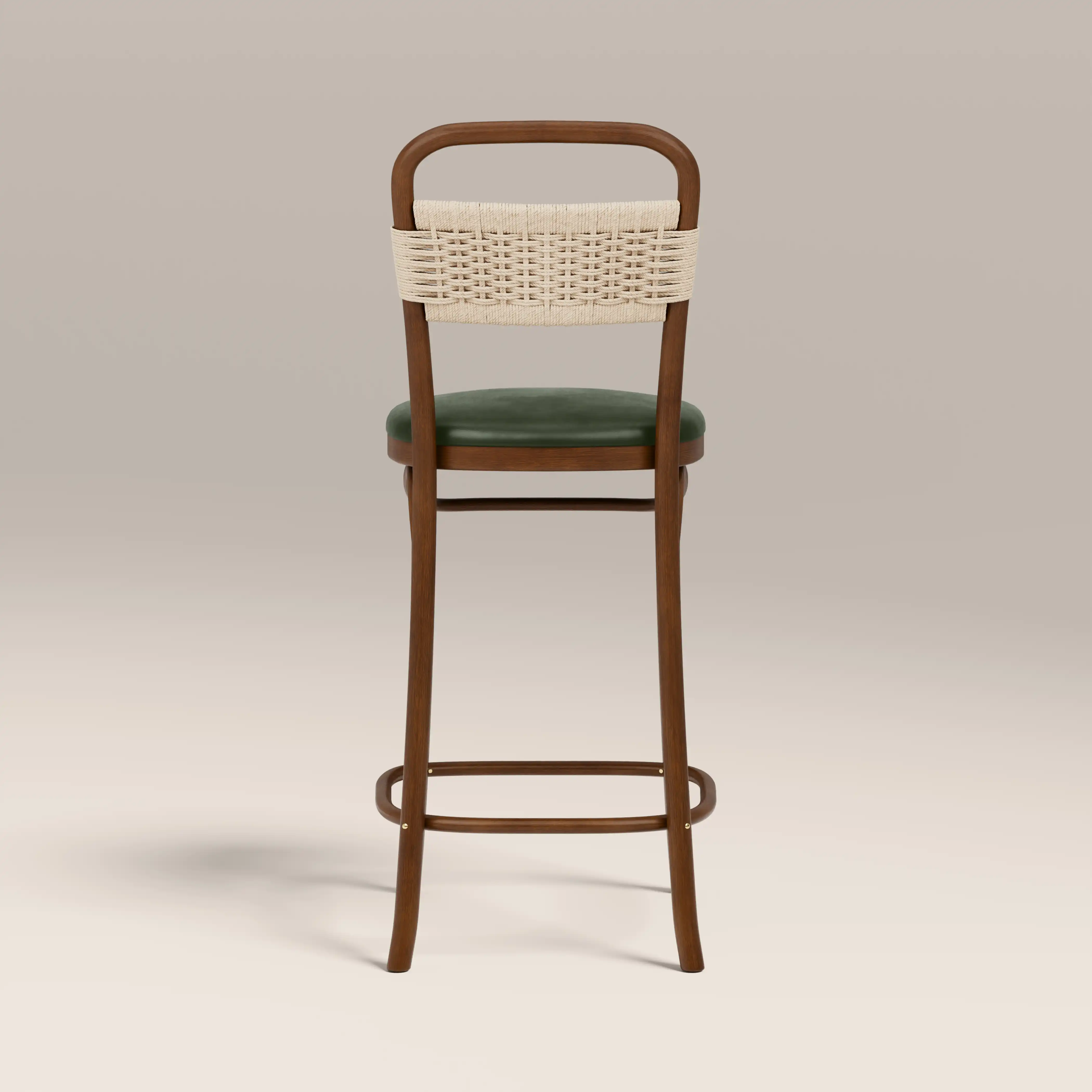 Daisy Wooden Bar Stool | Vintage Green Faux Leather & Walnut - Image 5