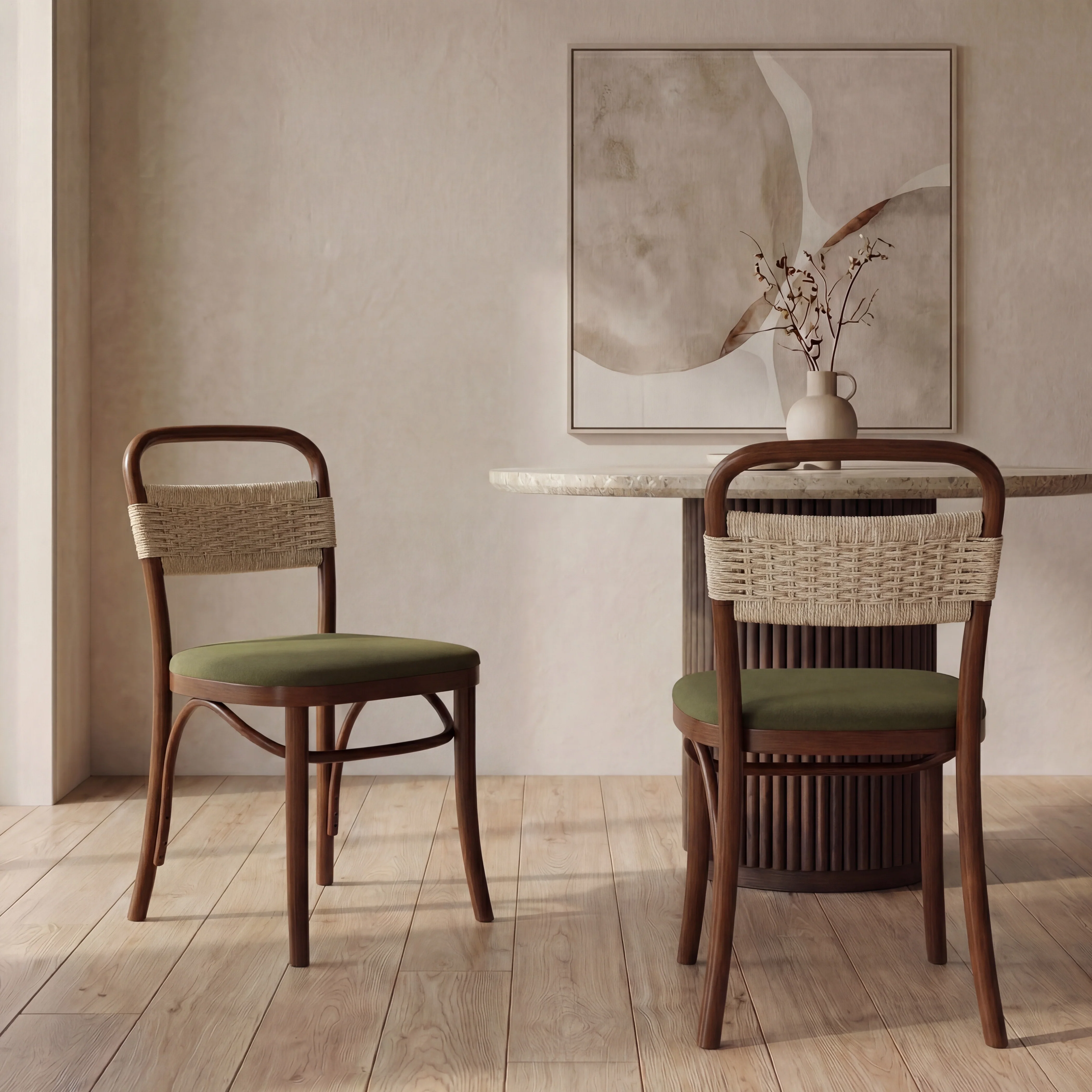 Daisy Wooden Dining Chair | Olive Green Sustainable Velvet & Walnut - Image 2