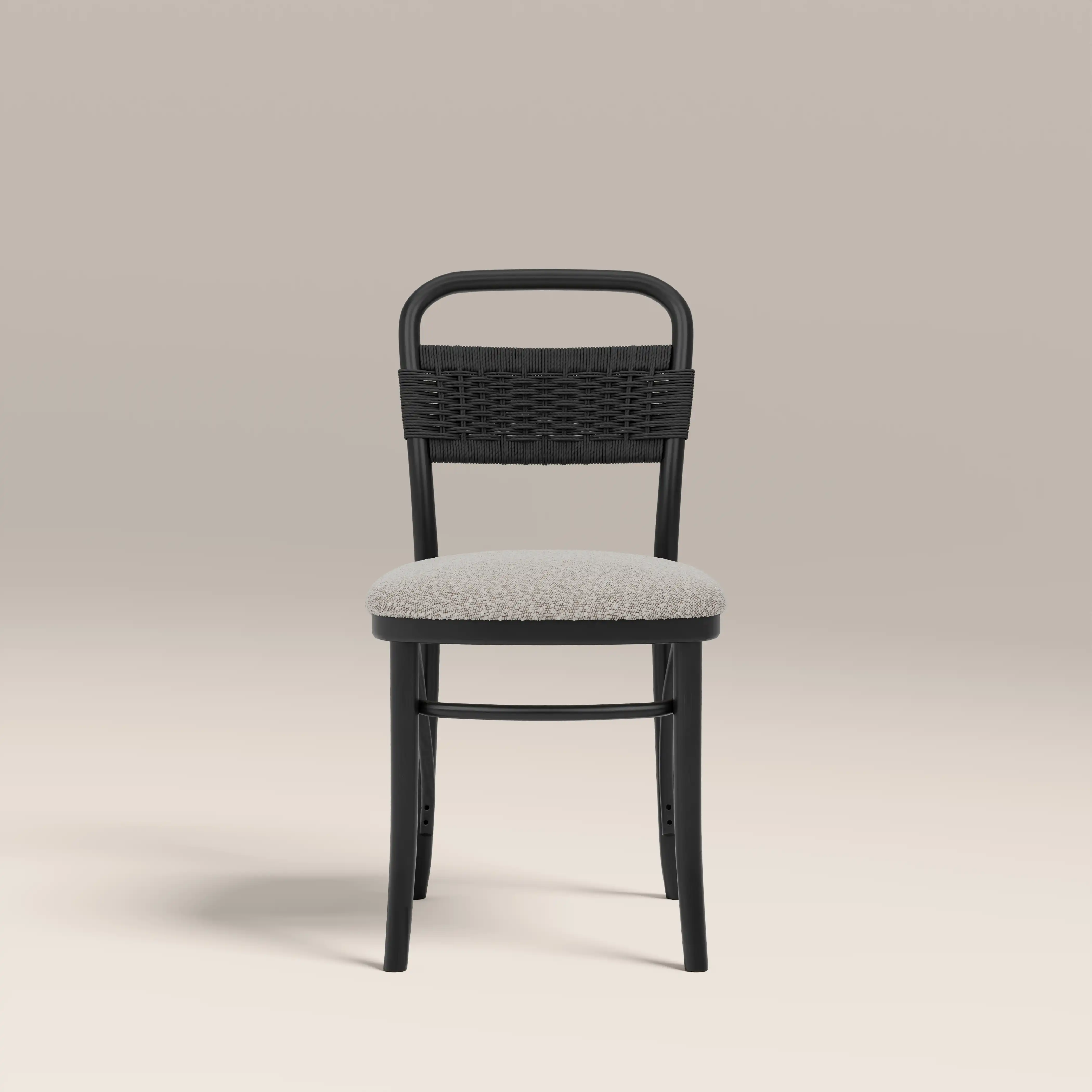 Daisy Wooden Dining Chair |  Speckled Stone Sustainable Boucle & Black - Image 3