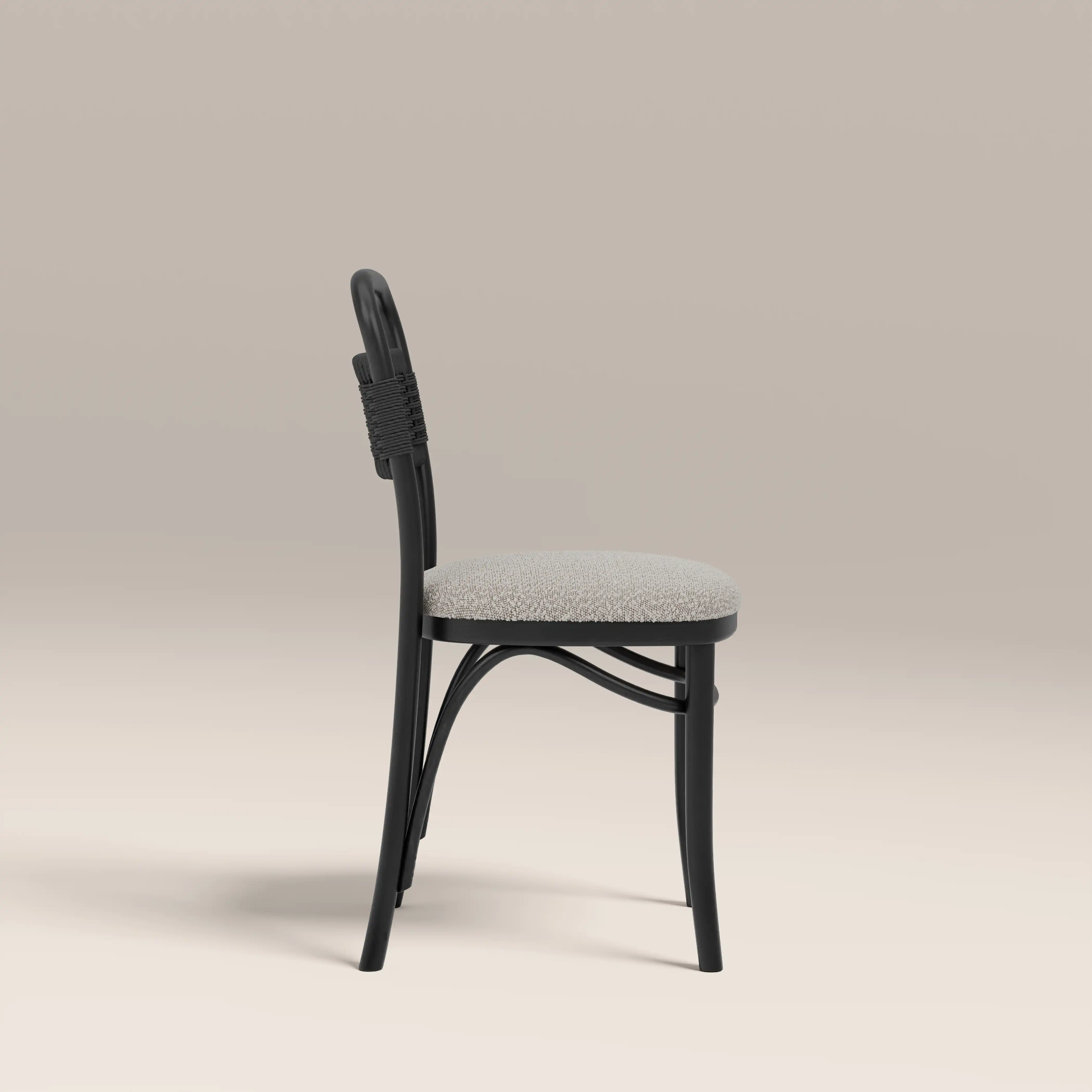Daisy Wooden Dining Chair |  Speckled Stone Sustainable Boucle & Black - Image 5