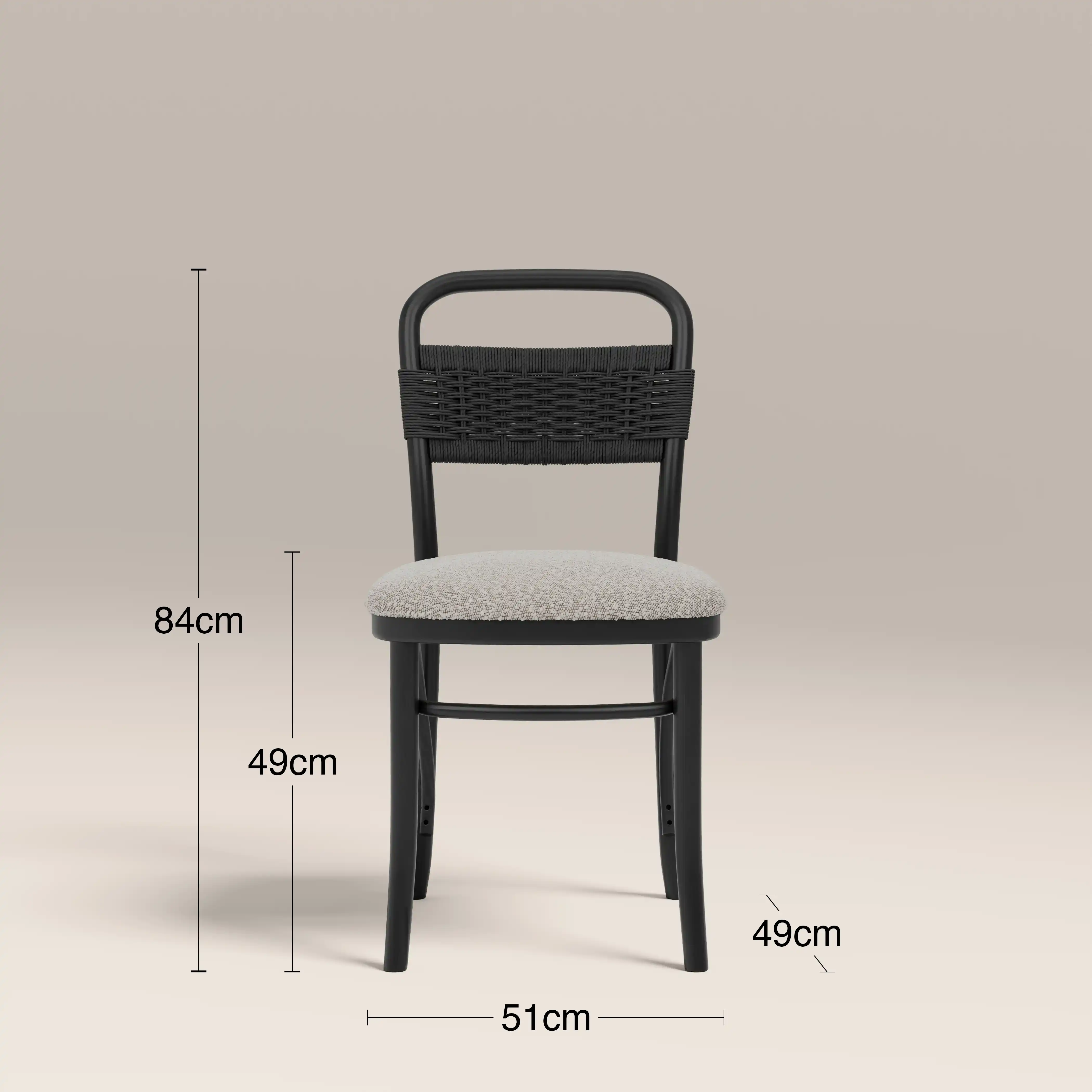 Daisy Wooden Dining Chair |  Speckled Stone Sustainable Boucle & Black - Image 8