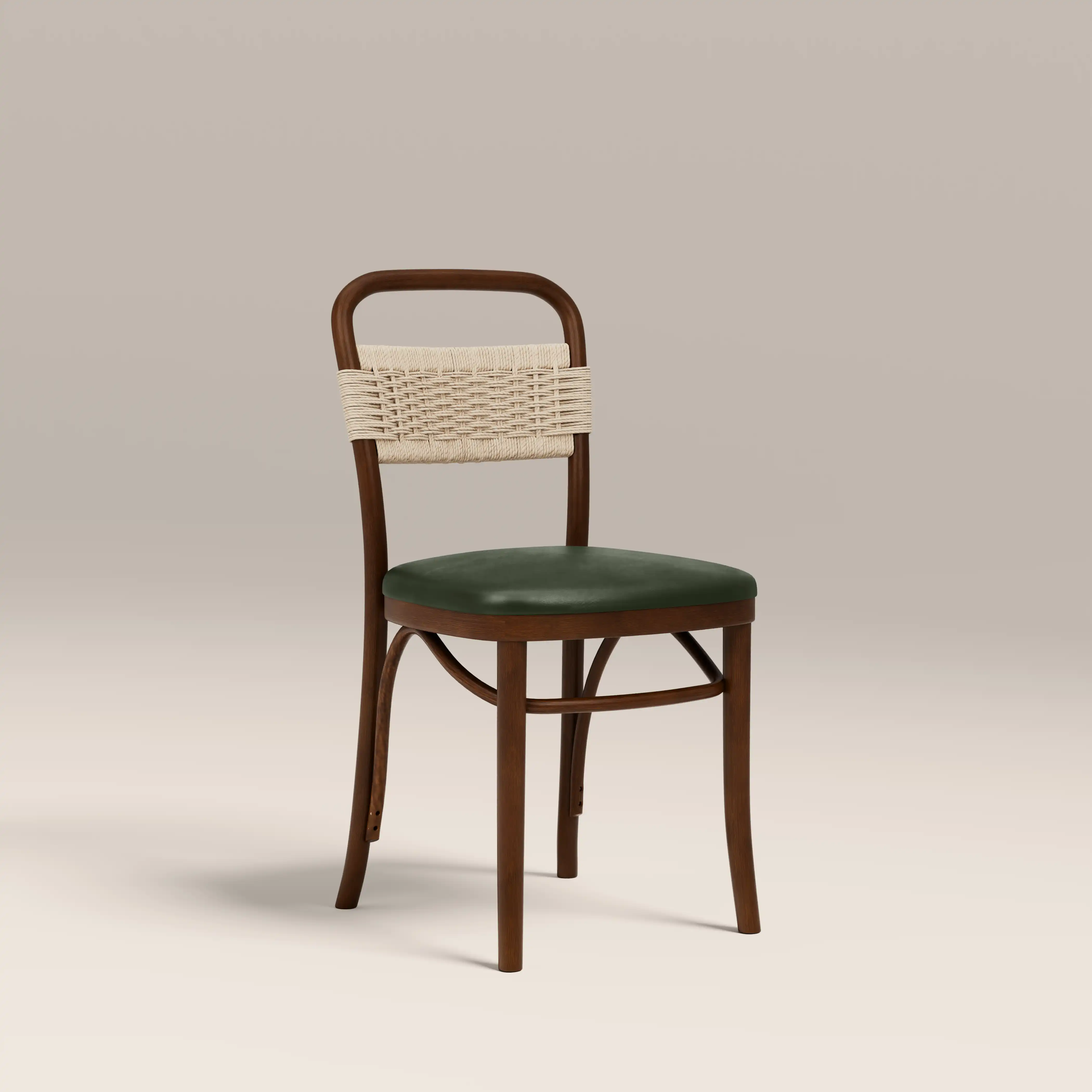 Daisy Wooden Dining Chair  | Vintage Green Faux Leather & Walnut - Image 2