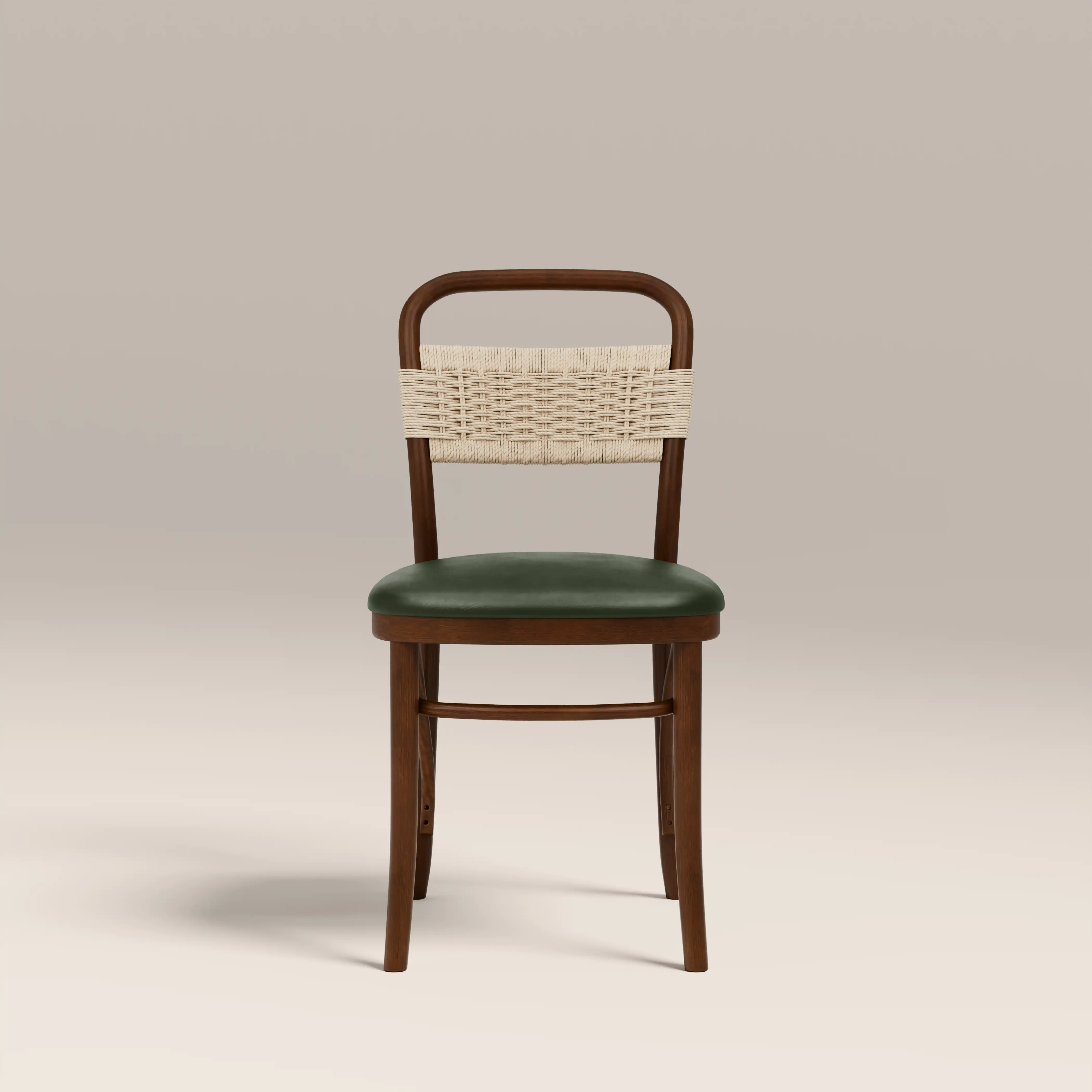 Daisy Wooden Dining Chair  | Vintage Green Faux Leather & Walnut - Image 3
