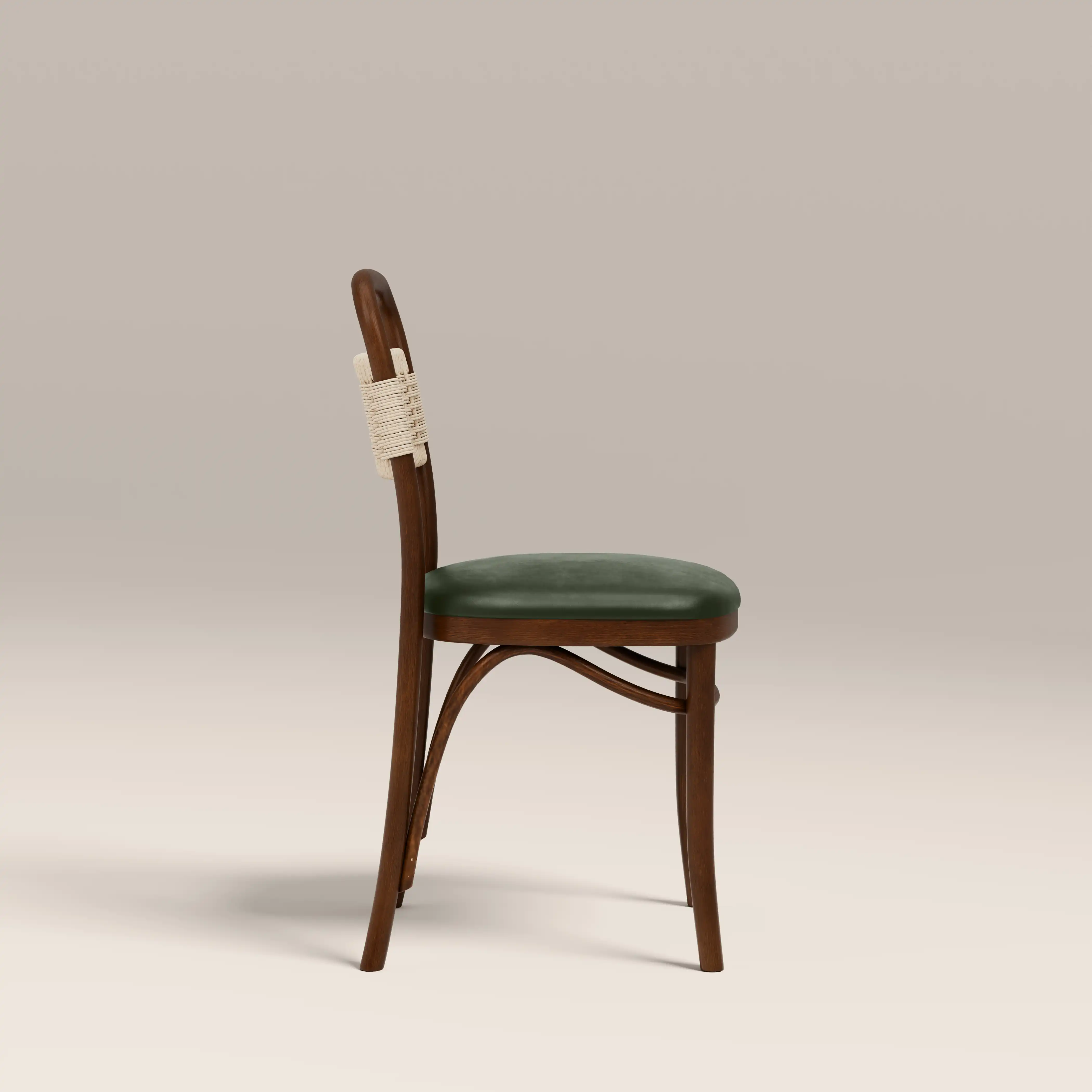 Daisy Wooden Dining Chair  | Vintage Green Faux Leather & Walnut - Image 5