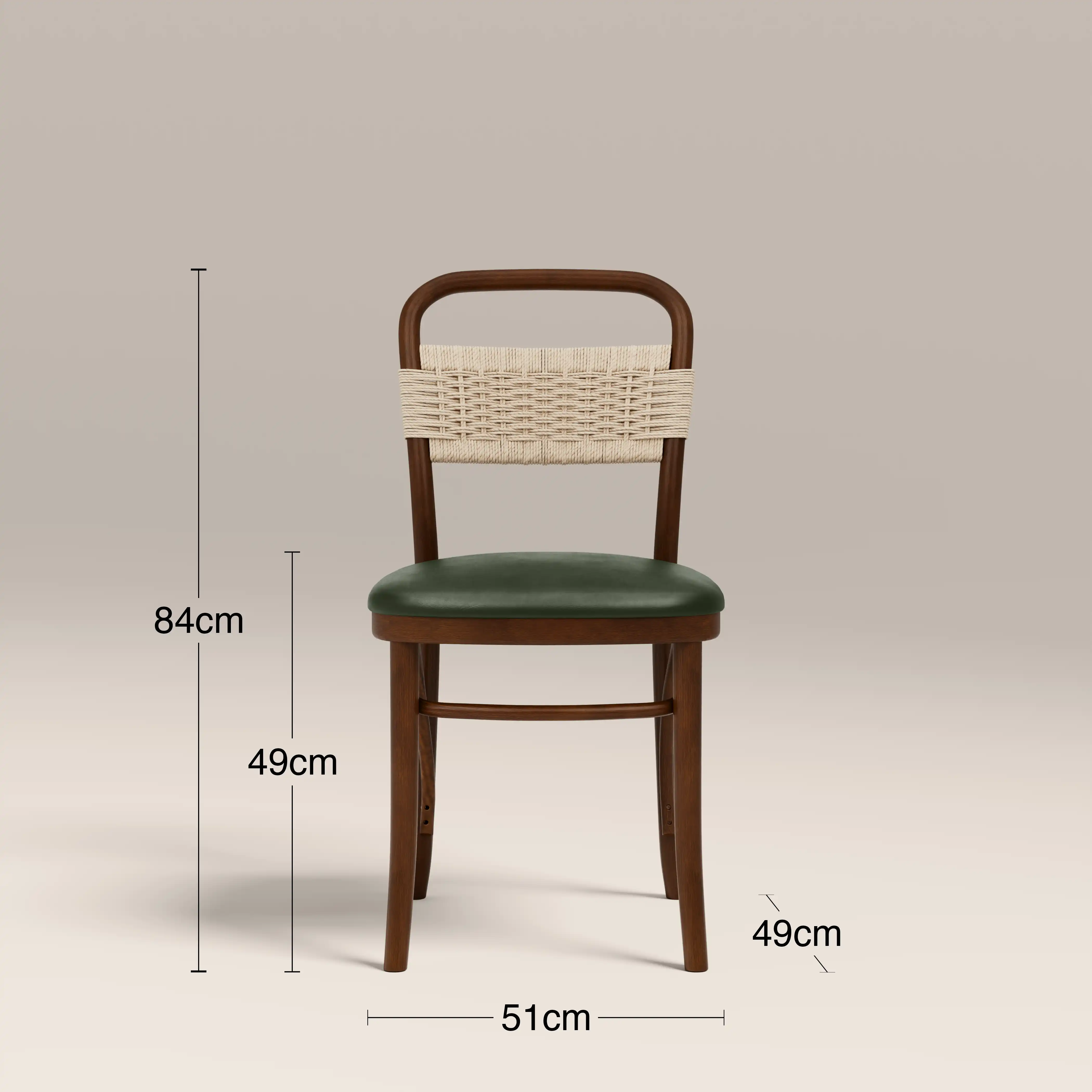 Daisy Wooden Dining Chair  | Vintage Green Faux Leather & Walnut - Image 8