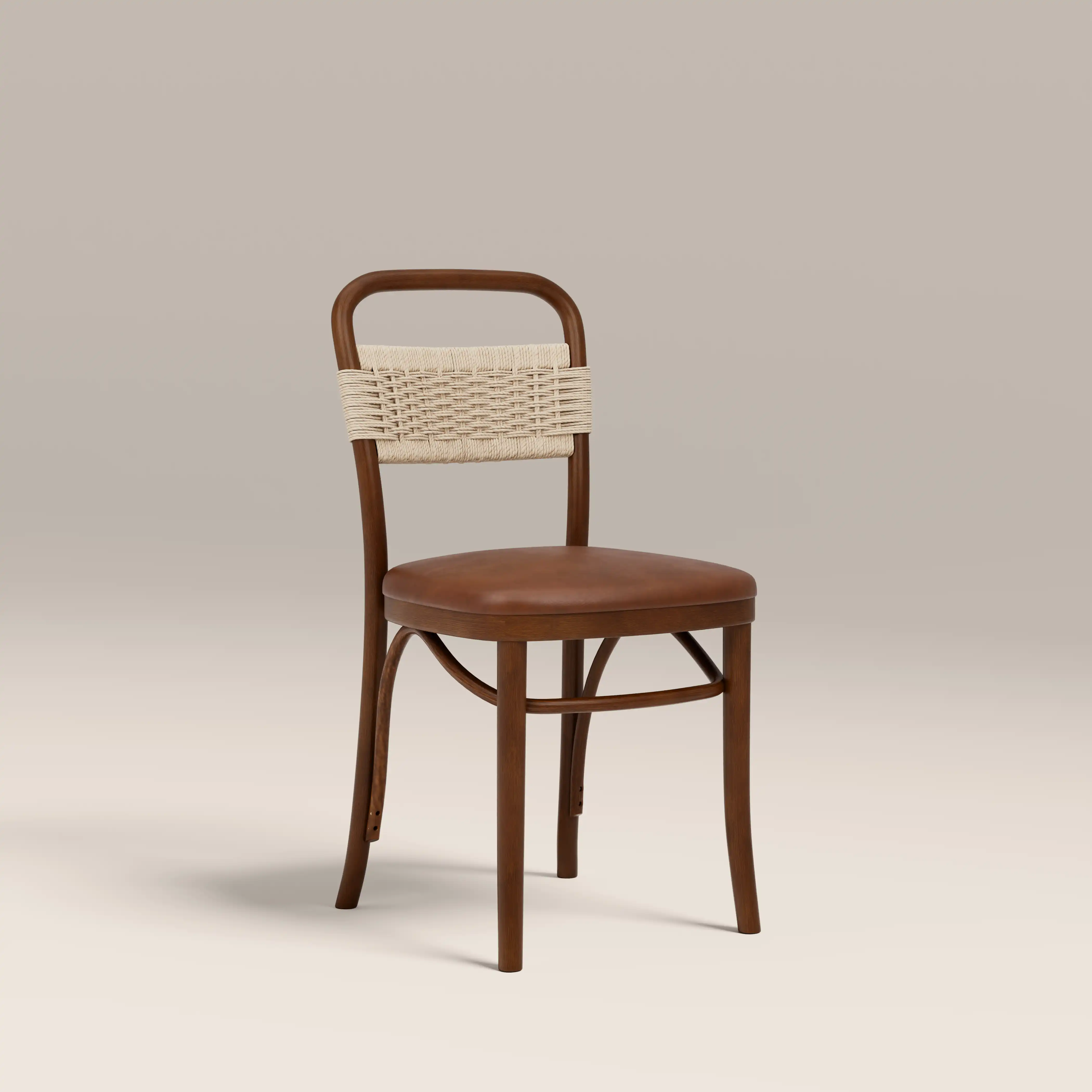 Daisy Wooden Dining Chair  | Vintage Tan Faux Leather & Walnut - Image 2