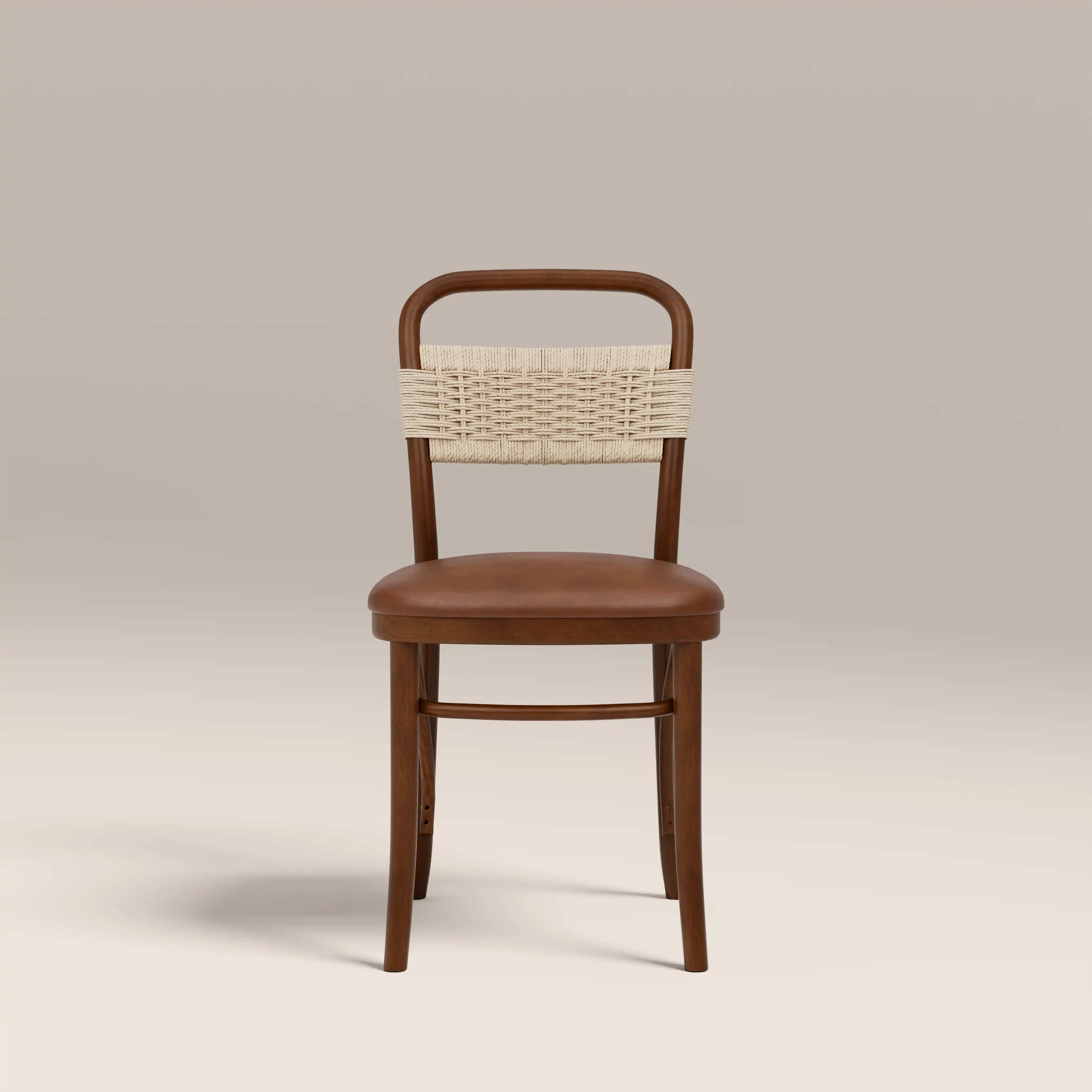Daisy Wooden Dining Chair  | Vintage Tan Faux Leather & Walnut - Image 3