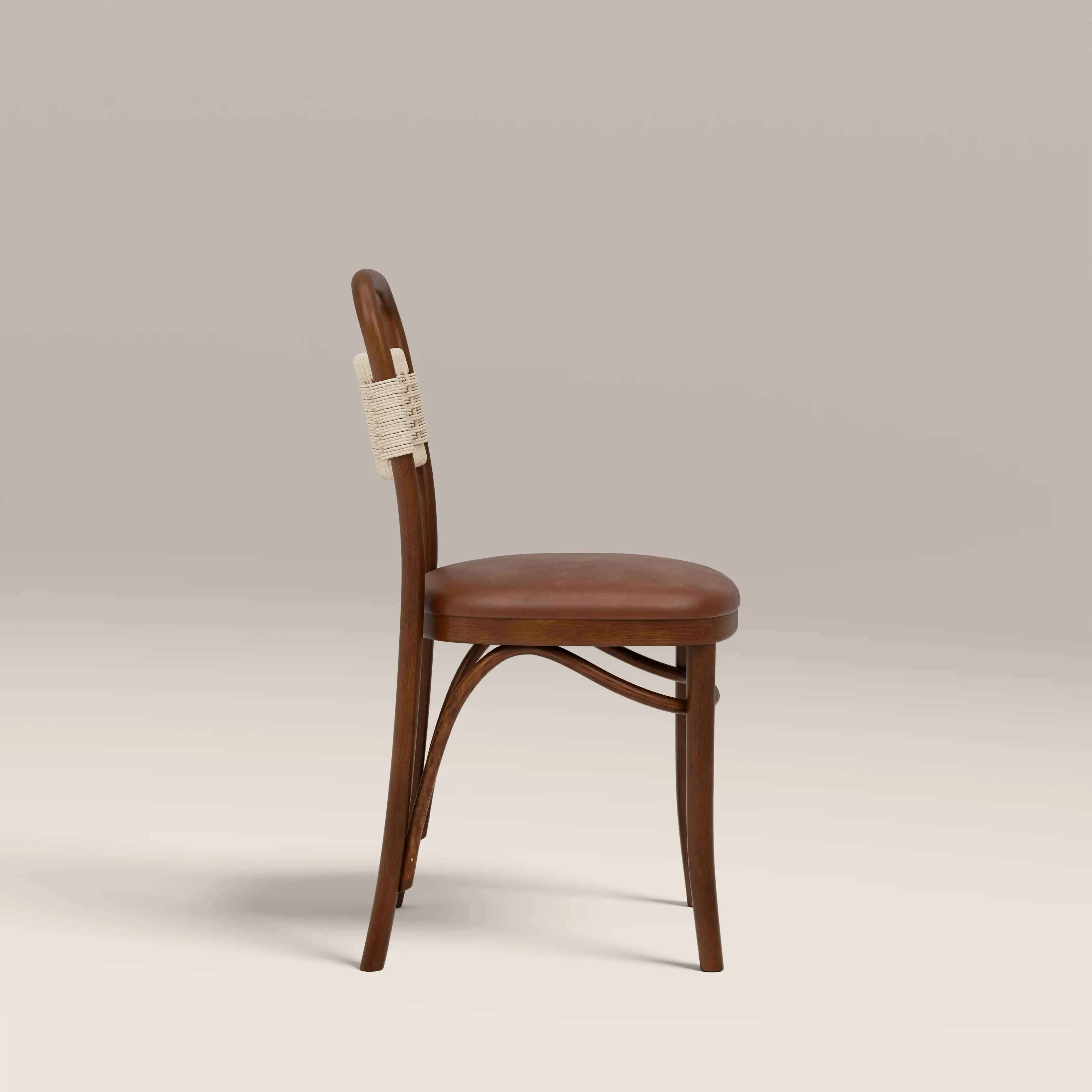 Daisy Wooden Dining Chair  | Vintage Tan Faux Leather & Walnut - Image 5