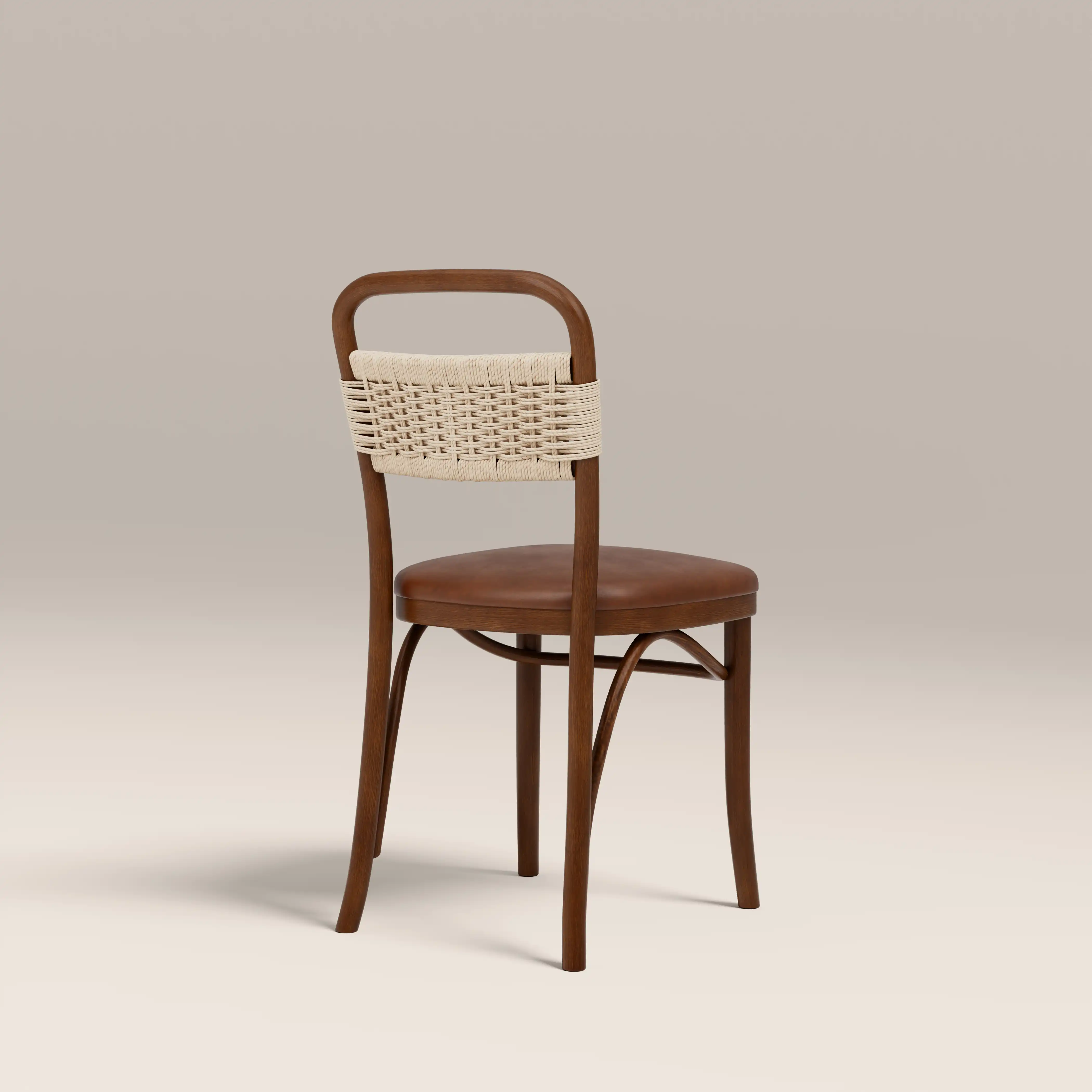 Daisy Wooden Dining Chair  | Vintage Tan Faux Leather & Walnut - Image 6