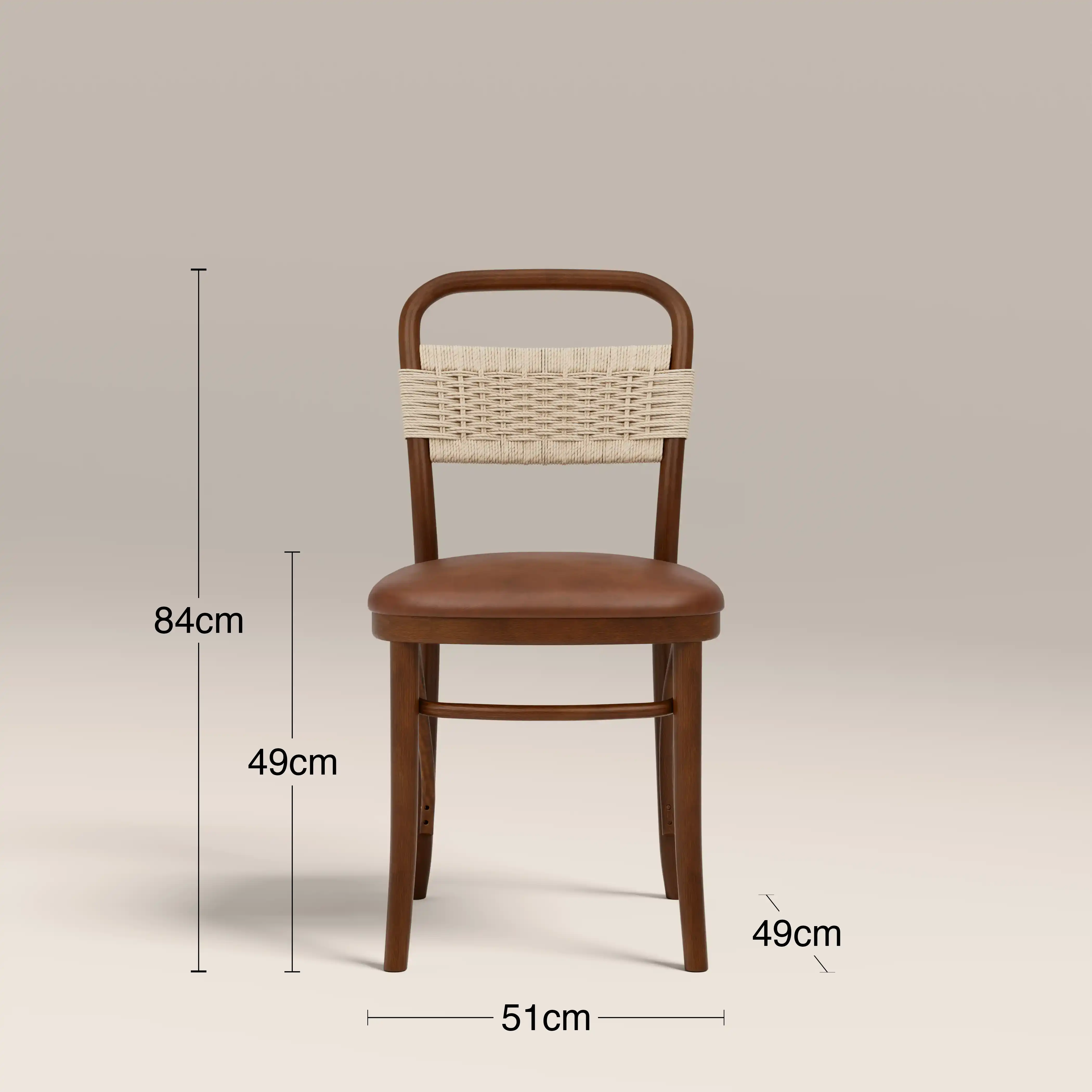 Daisy Wooden Dining Chair  | Vintage Tan Faux Leather & Walnut - Image 8